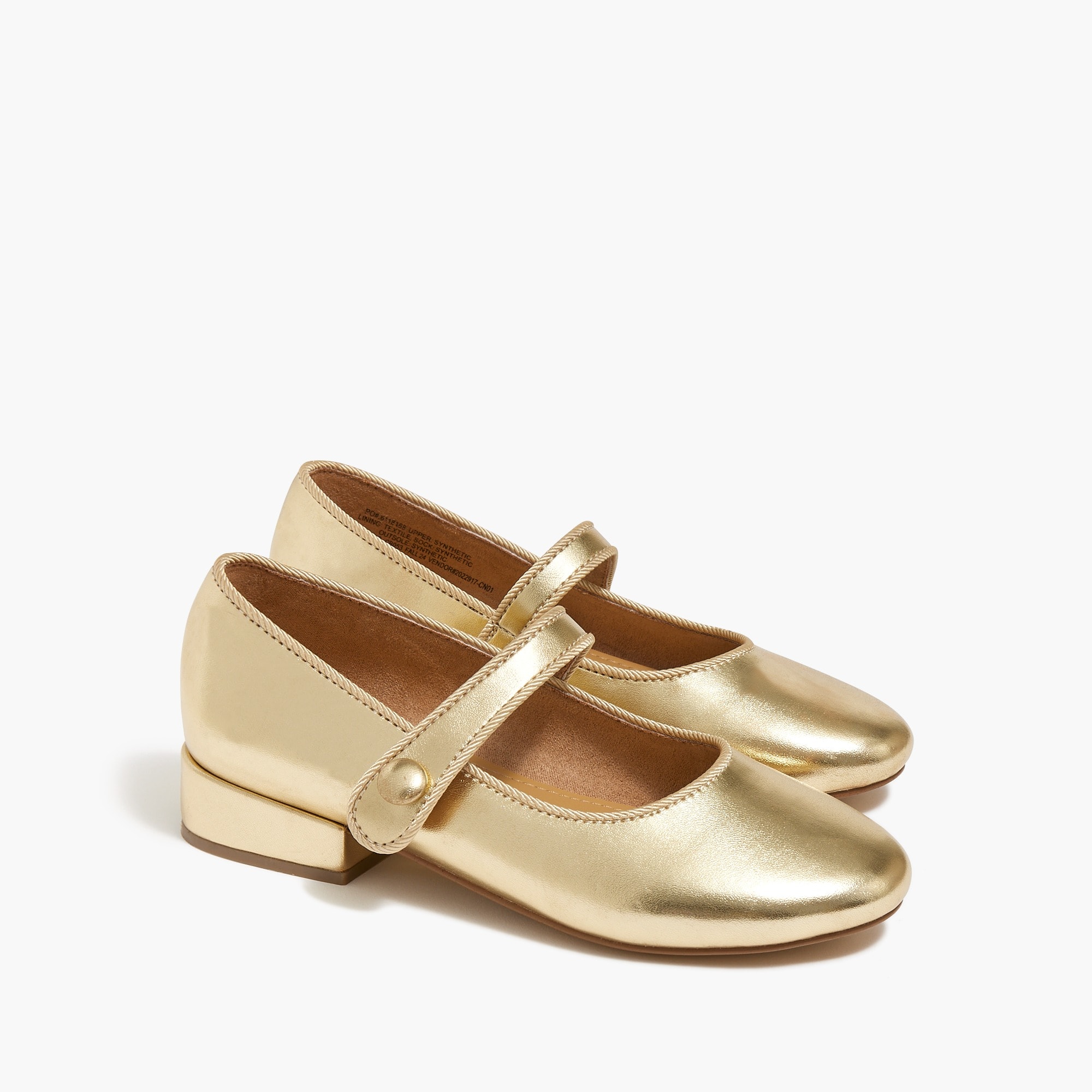 Girls' metallic low-heel Mary Janes