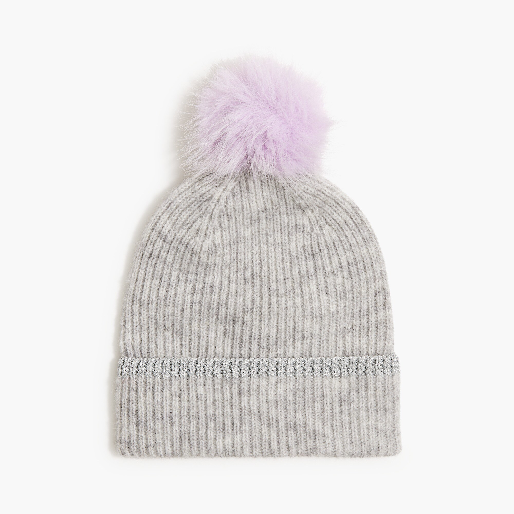 Girls' sparkle pom-pom beanie