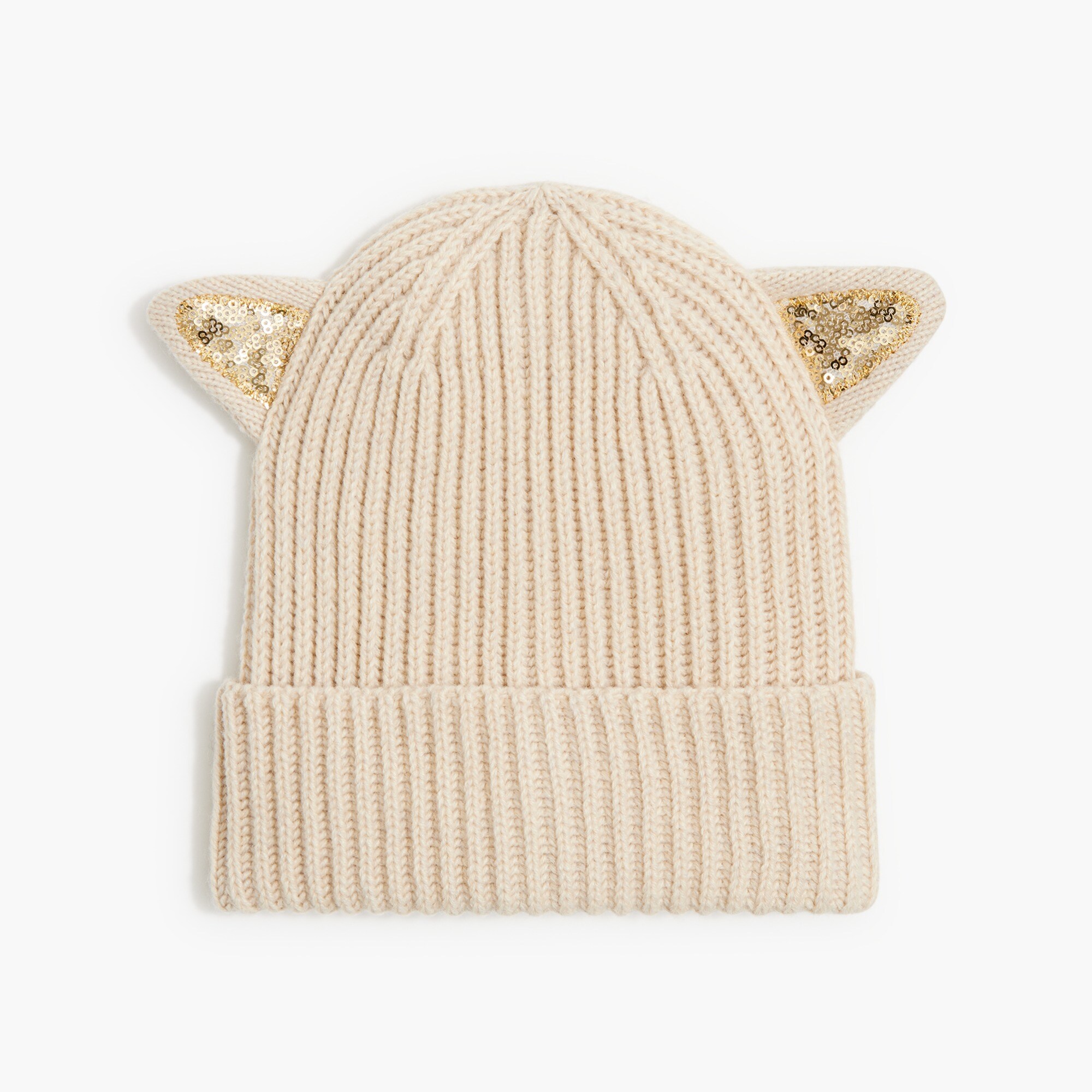 Girls' sequin cat-ear beanie