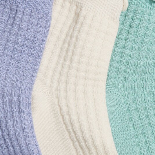 Girls' lettuce-edge waffle socks three-pack PINK GREEN factory: girls' lettuce-edge waffle socks three-pack for girls