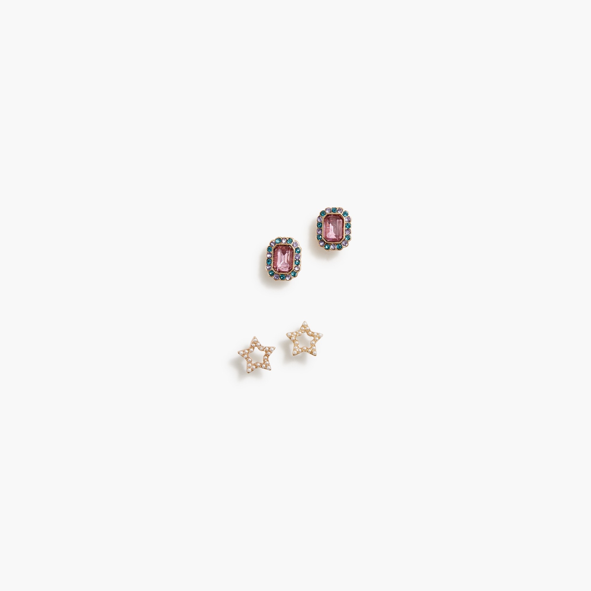 girls' fancy gem earrings set-of-two for girls