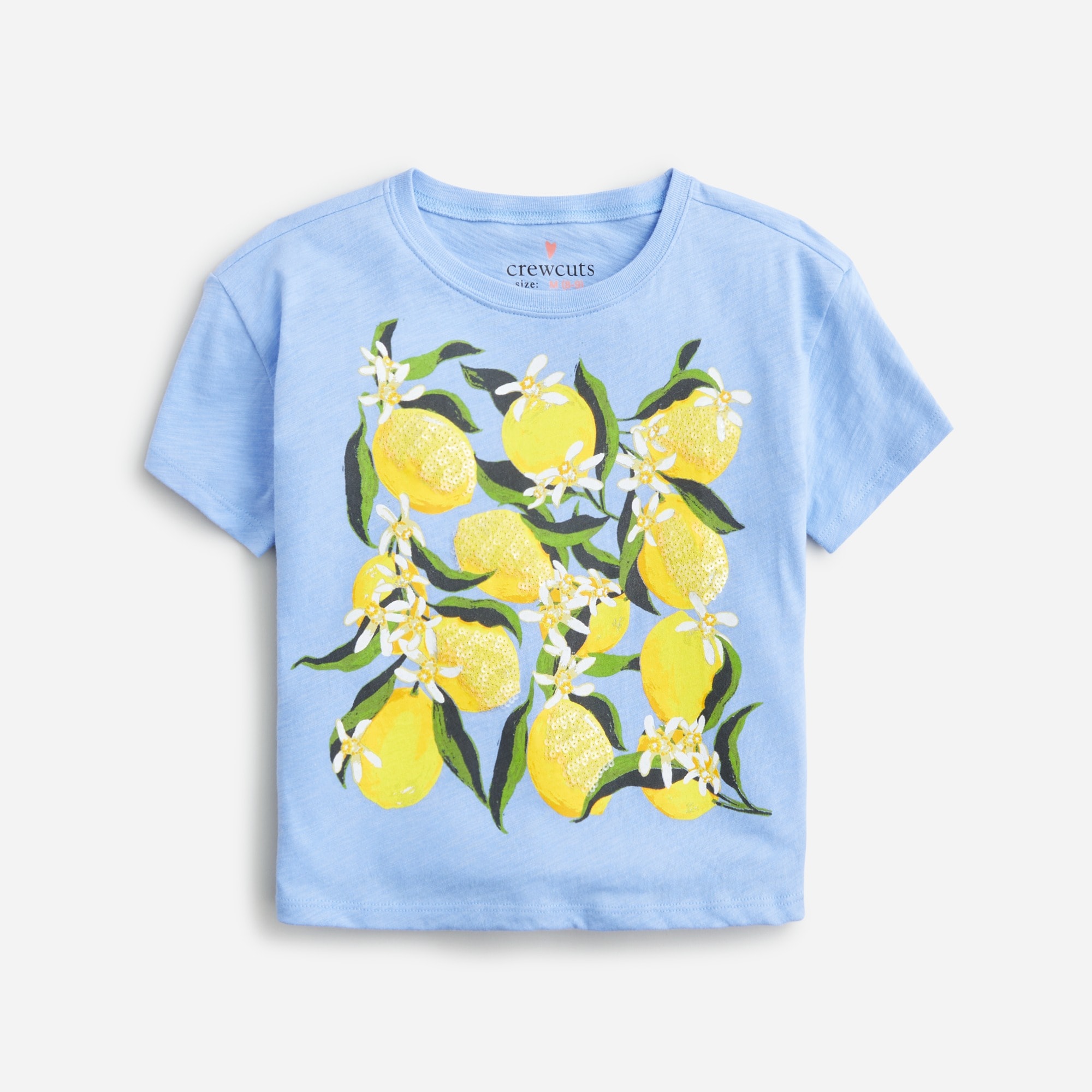  Girls' cropped lemon graphic T-shirt with sequins