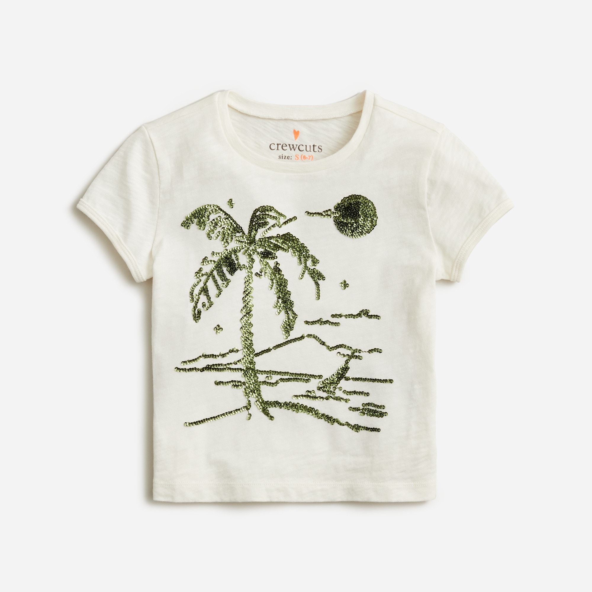 girls Girls' shrunken palm tree graphic T-shirt with sequins