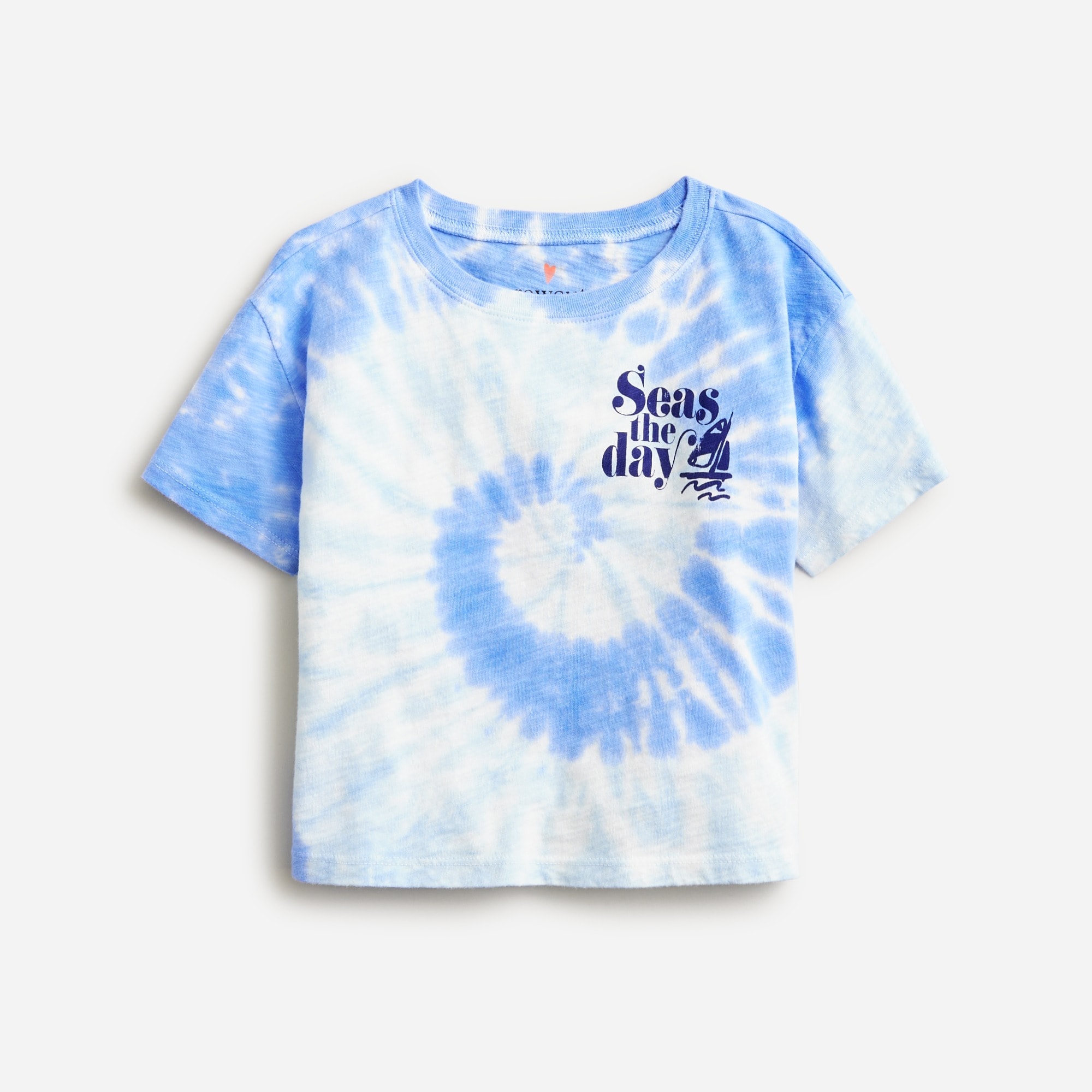  Girls' cropped tie-dye &quot;Seas the day&quot; graphic T-shirt