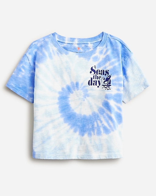 girls Girls' cropped tie-dye &quot;Seas the day&quot; graphic T-shirt