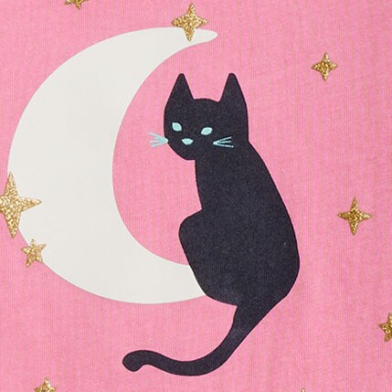 Girls' long-sleeve midnight cat graphic tee MIDNIGHT CAT GRAPHIC factory: girls' long-sleeve midnight cat graphic tee for girls