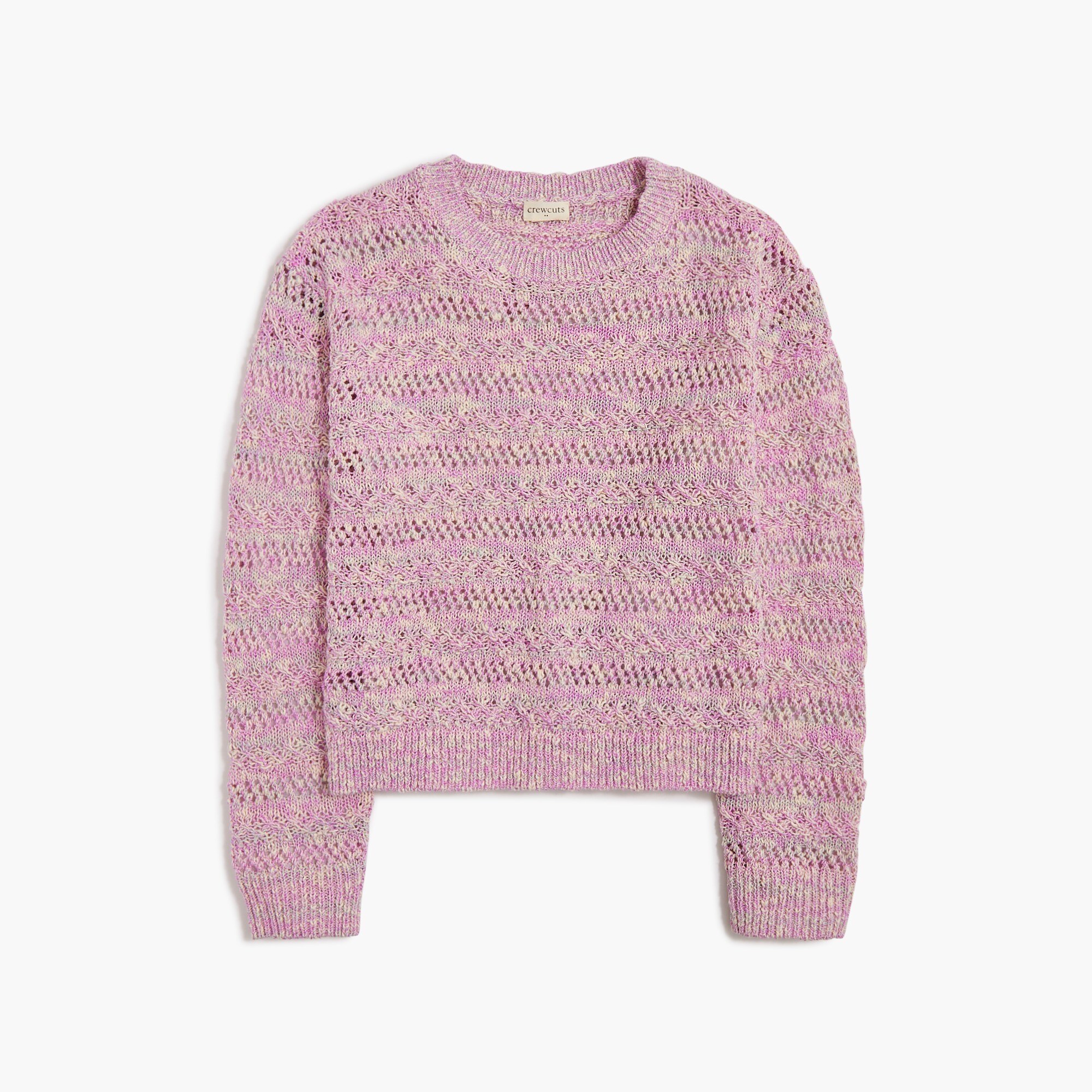 Girls' space-dyed pointelle sweater