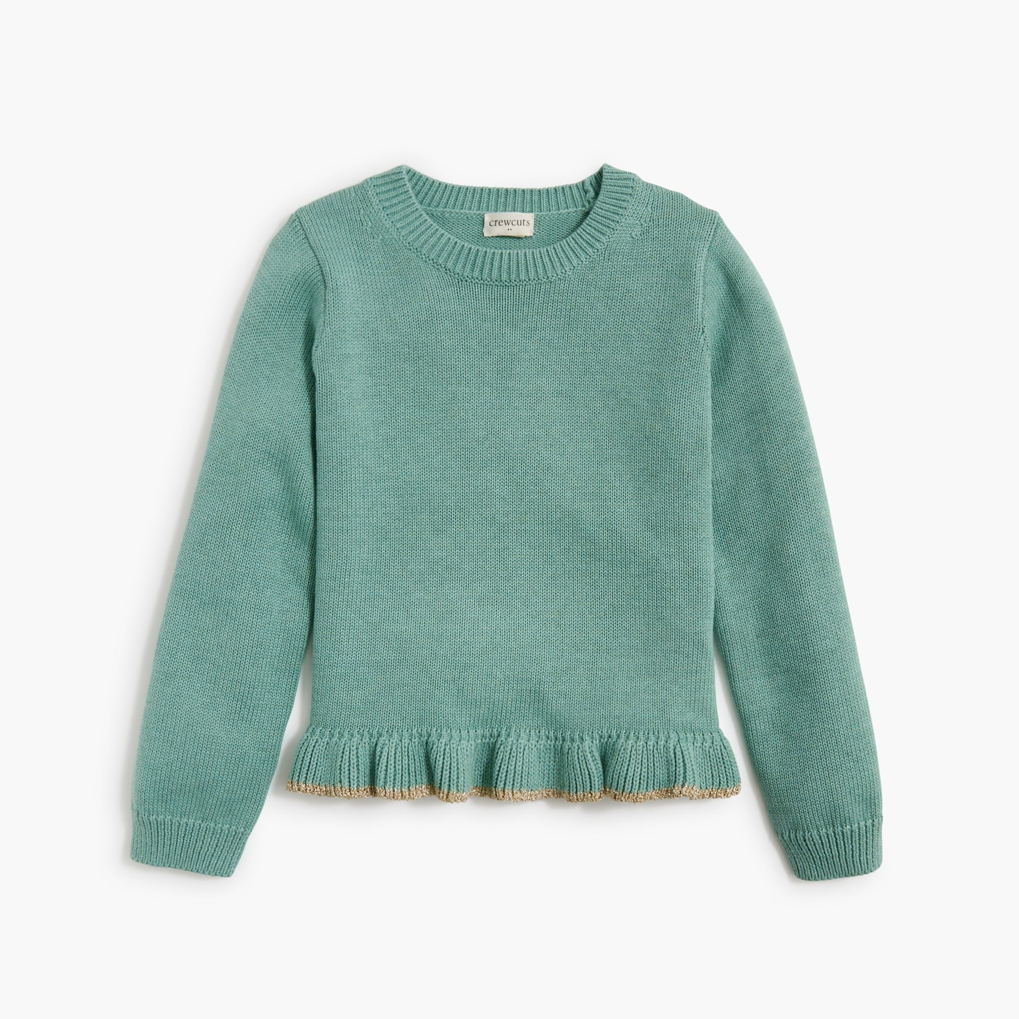 Girls' sparkle ruffle-hem sweater