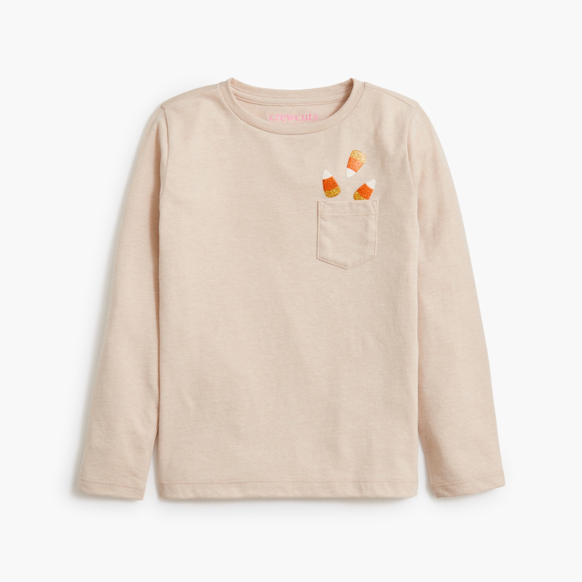 Girls' long-sleeve glitter candy corn graphic tee