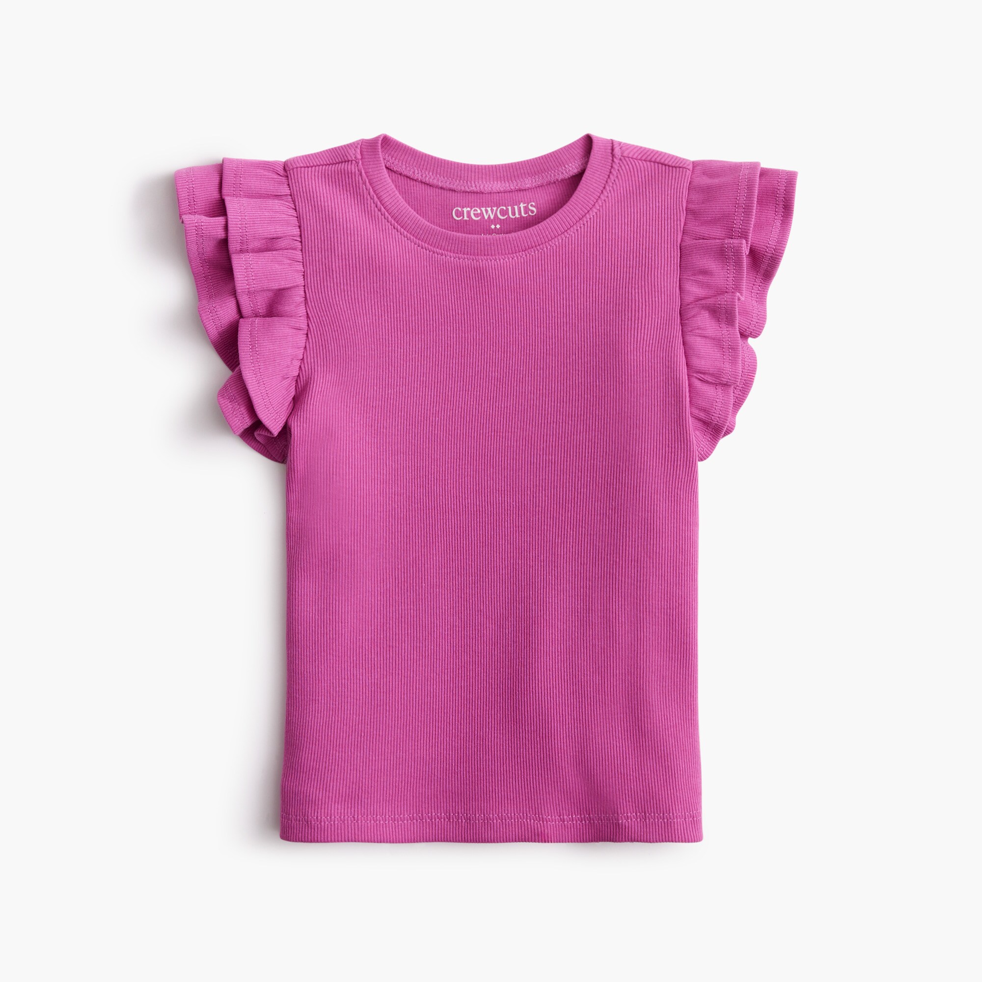  Girls' ribbed ruffle-sleeve tee