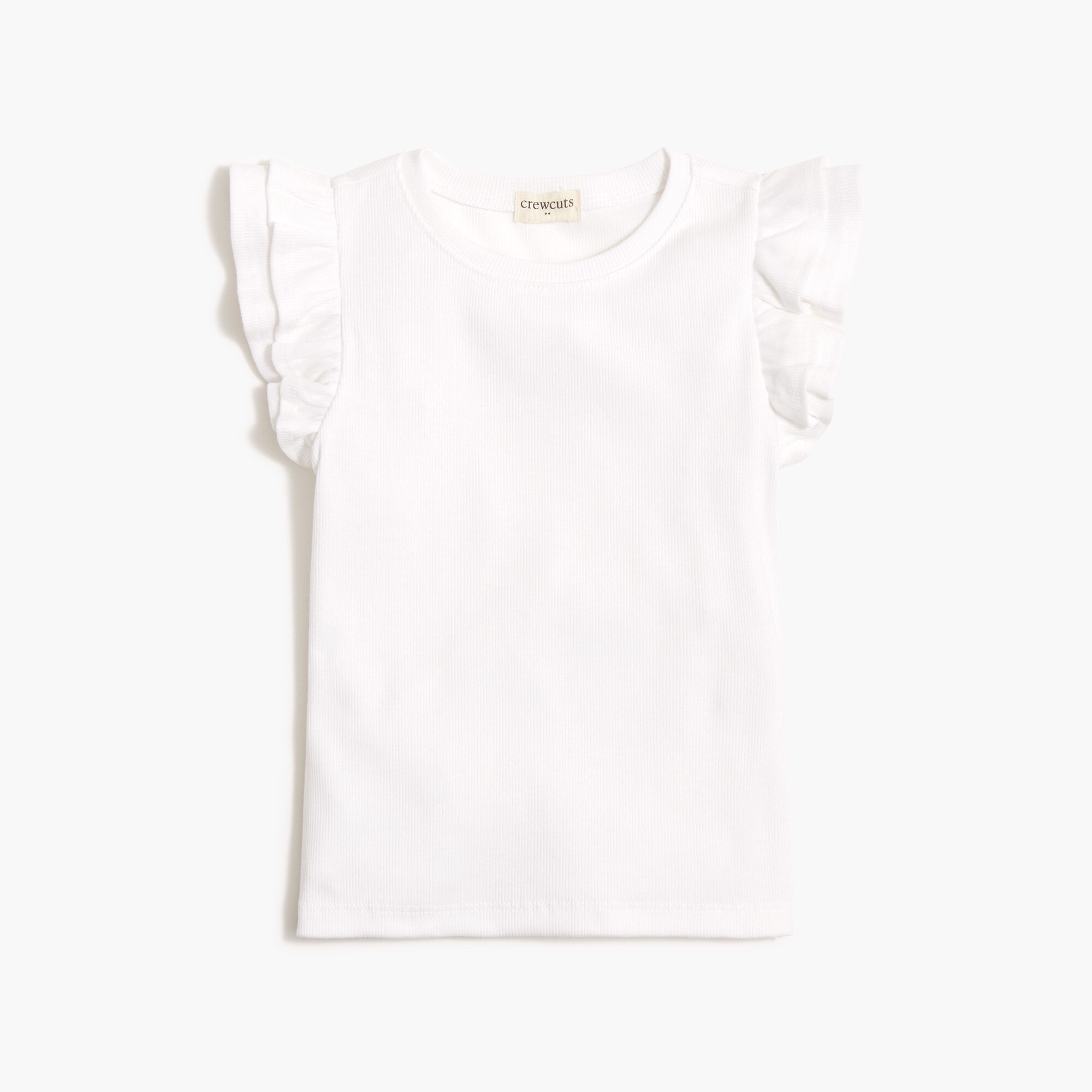 Girls' ribbed ruffle-sleeve tee
