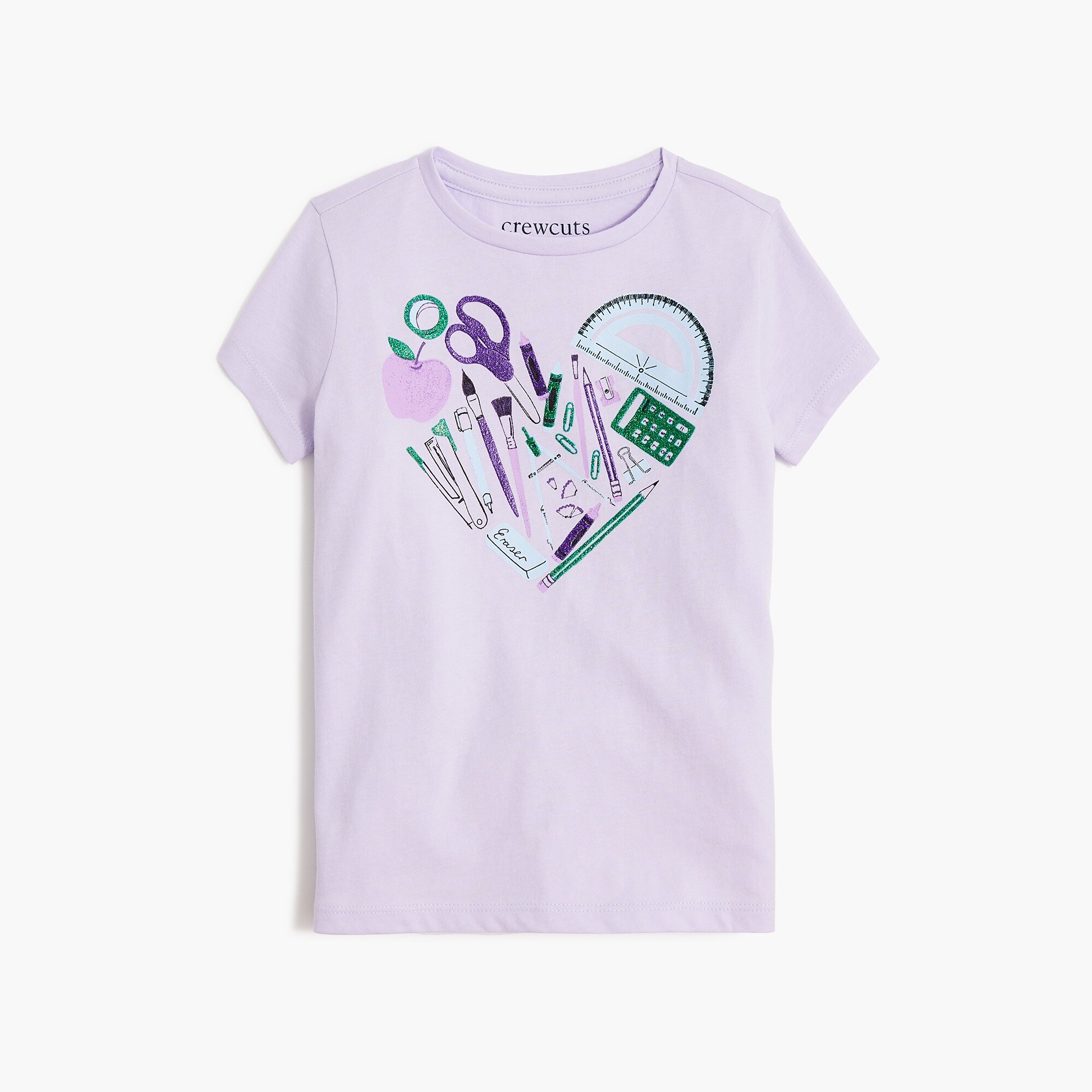Girls' school supplies graphic tee