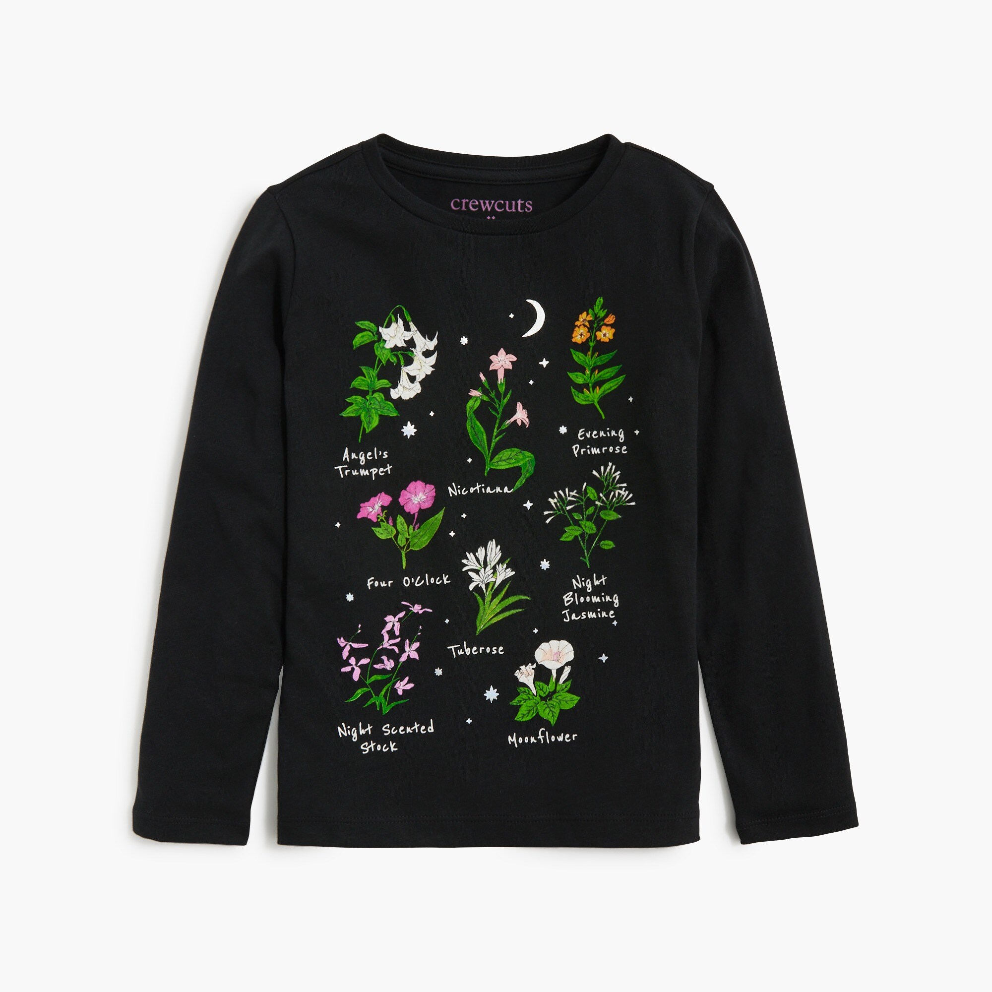 Girls' long-sleeve flower graphic tee