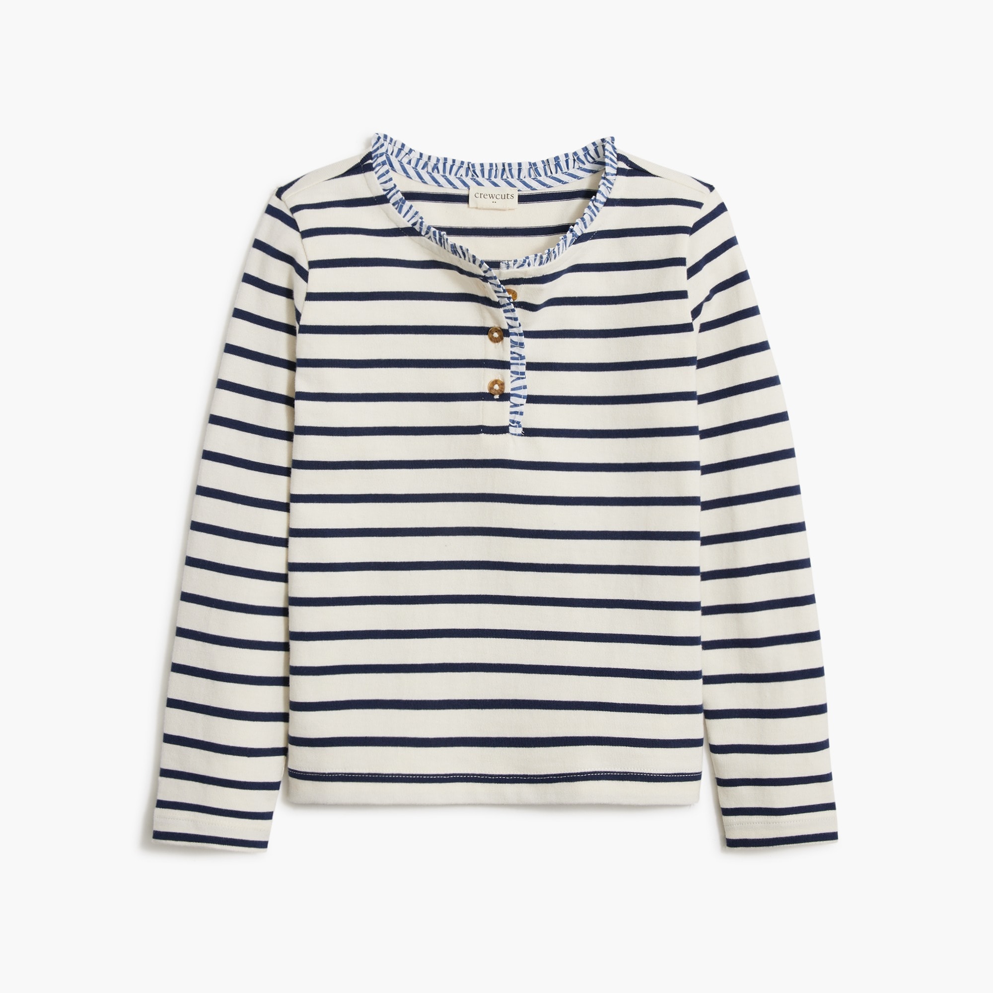  Girls' striped henley tee