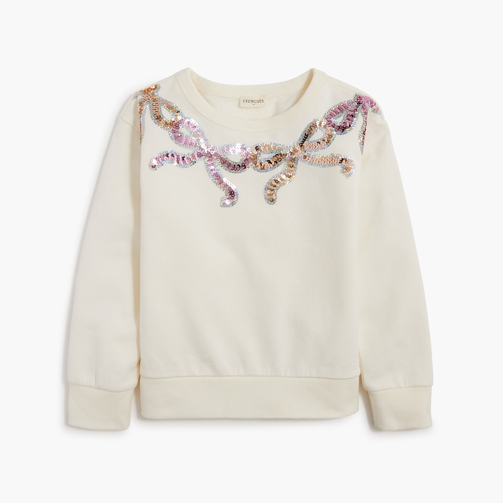 Girls' sequin bow sweatshirt