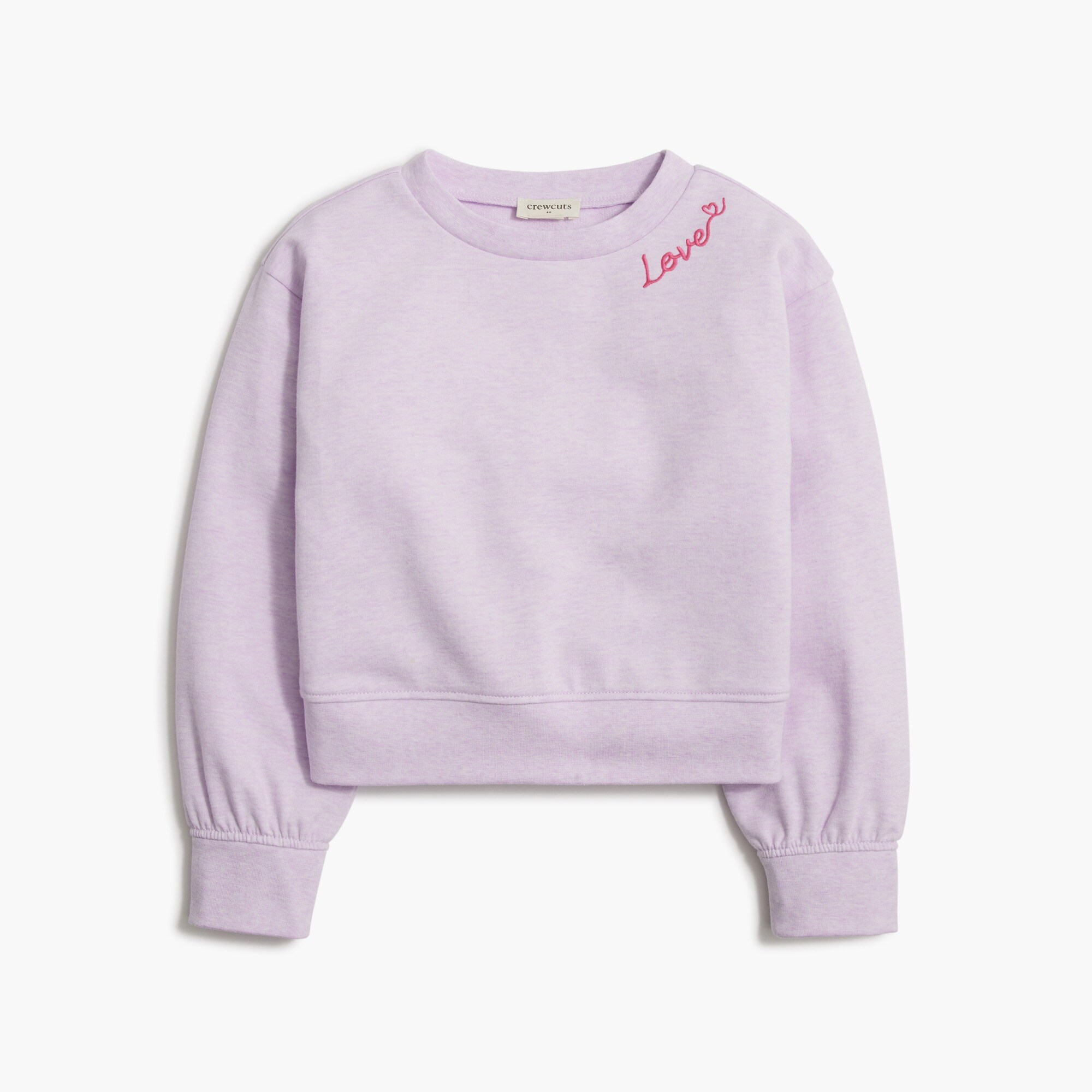 Girls' "love" embroidered sweatshirt