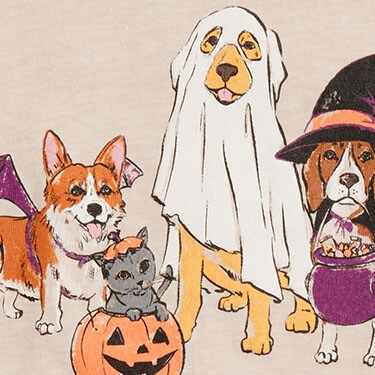 Halloween pets graphic tee TREAT OR TREAT SQUAD factory: halloween pets graphic tee for women