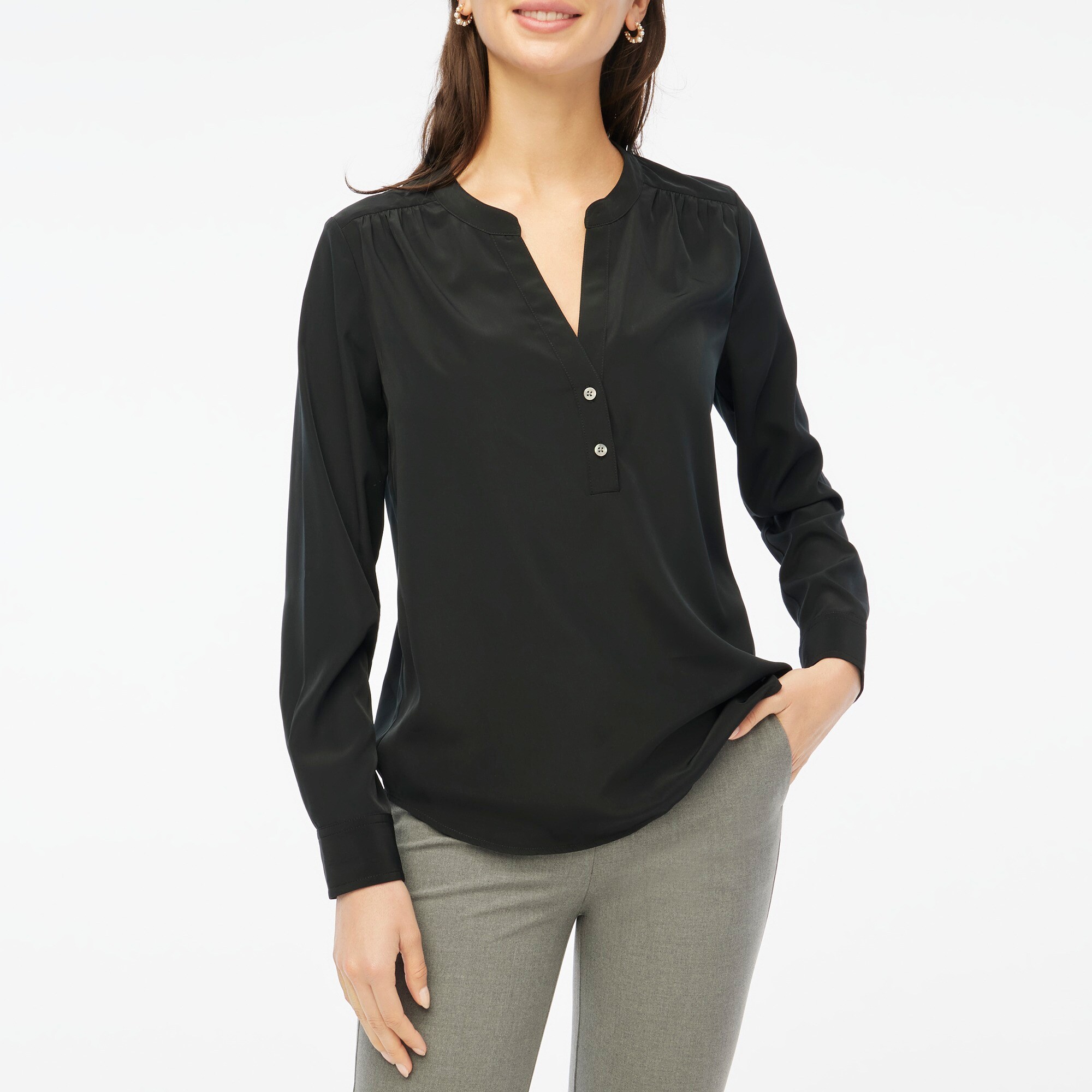 Popover placket blouse