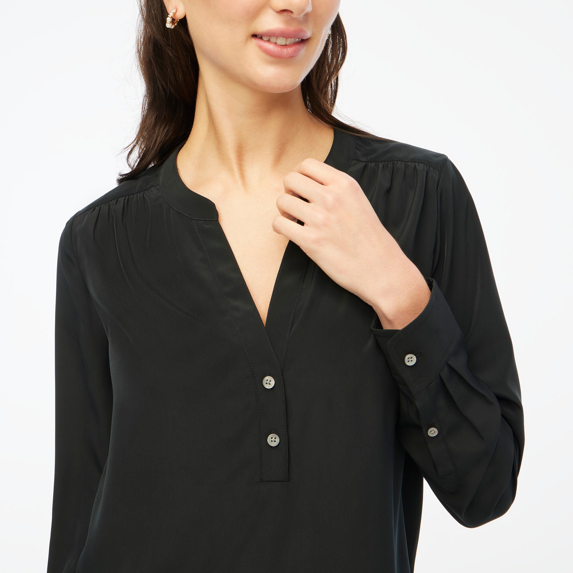 Popover placket blouse
