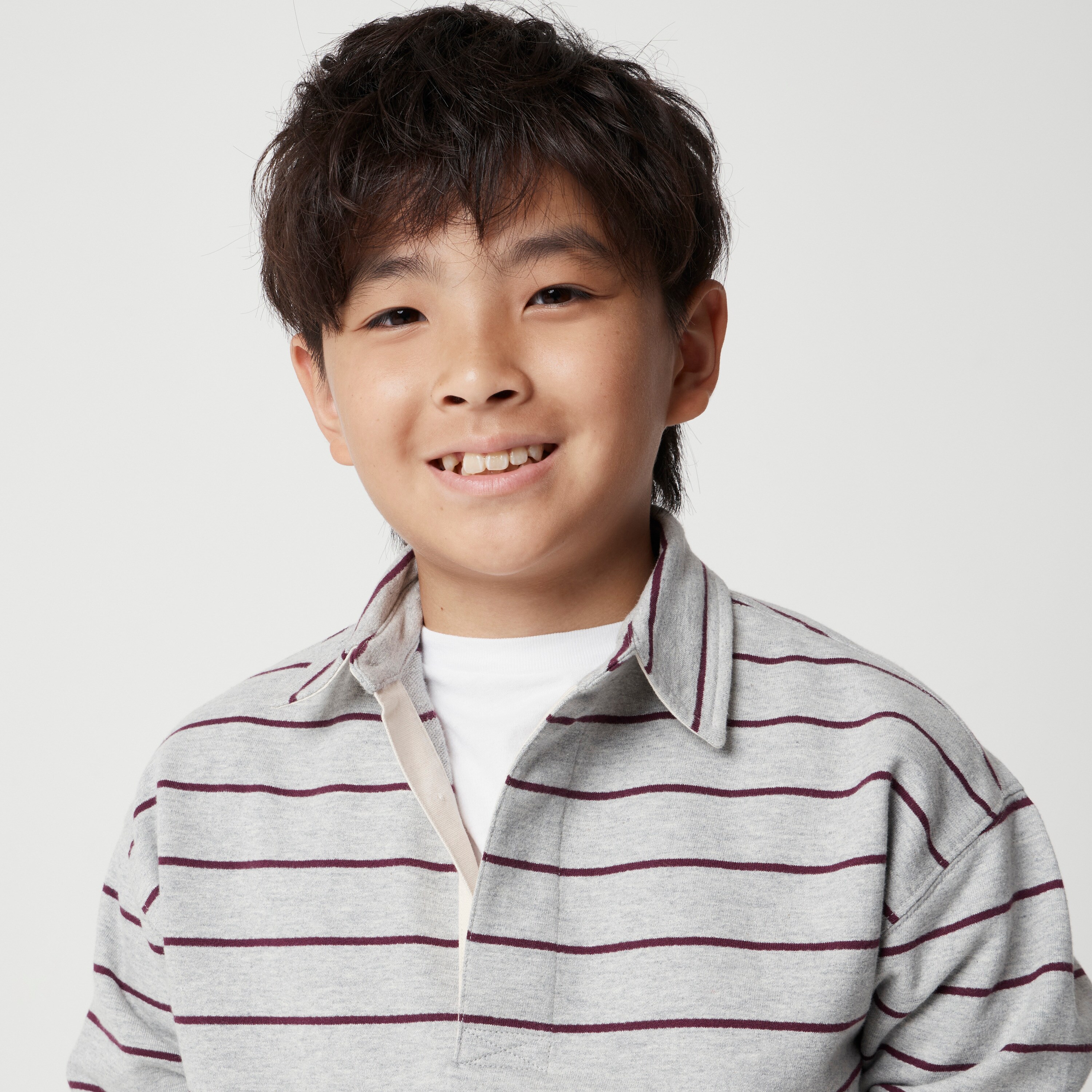 Boys' striped polo sweatshirt