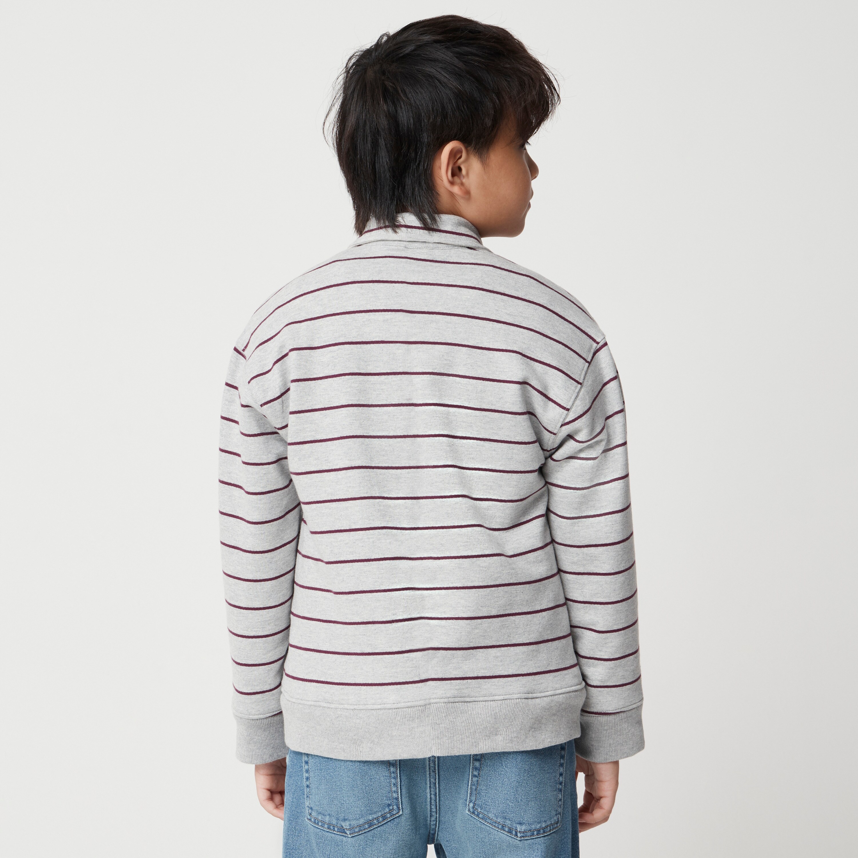 Boys' striped polo sweatshirt