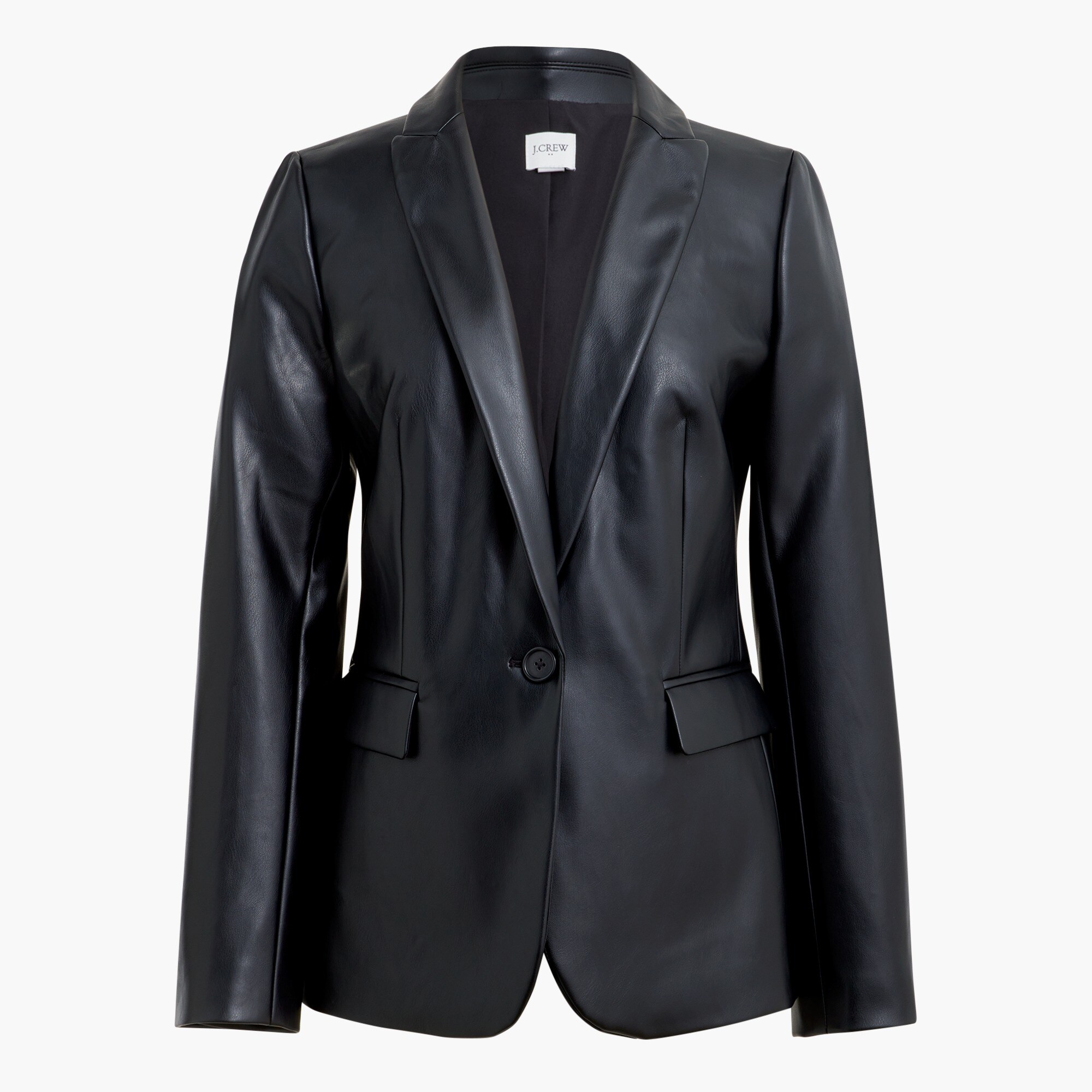 Faux-leather one-button blazer
