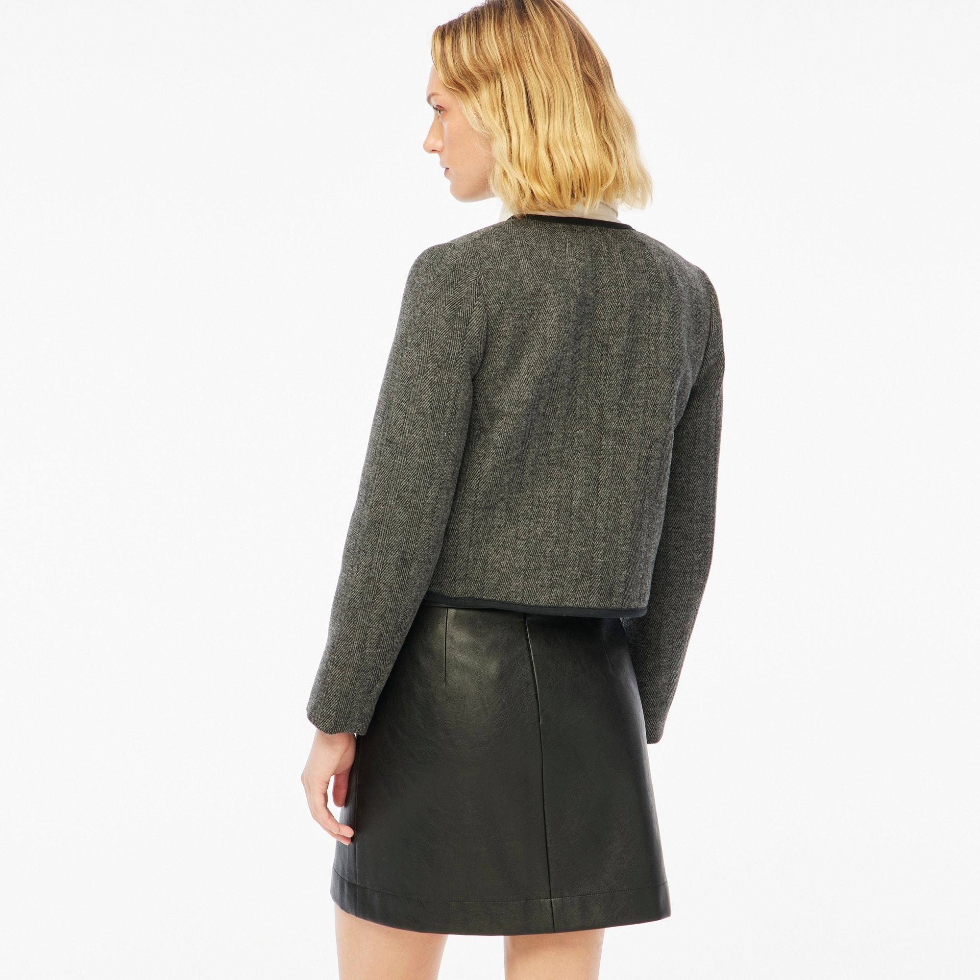 Wool-blend herringbone lady jacket