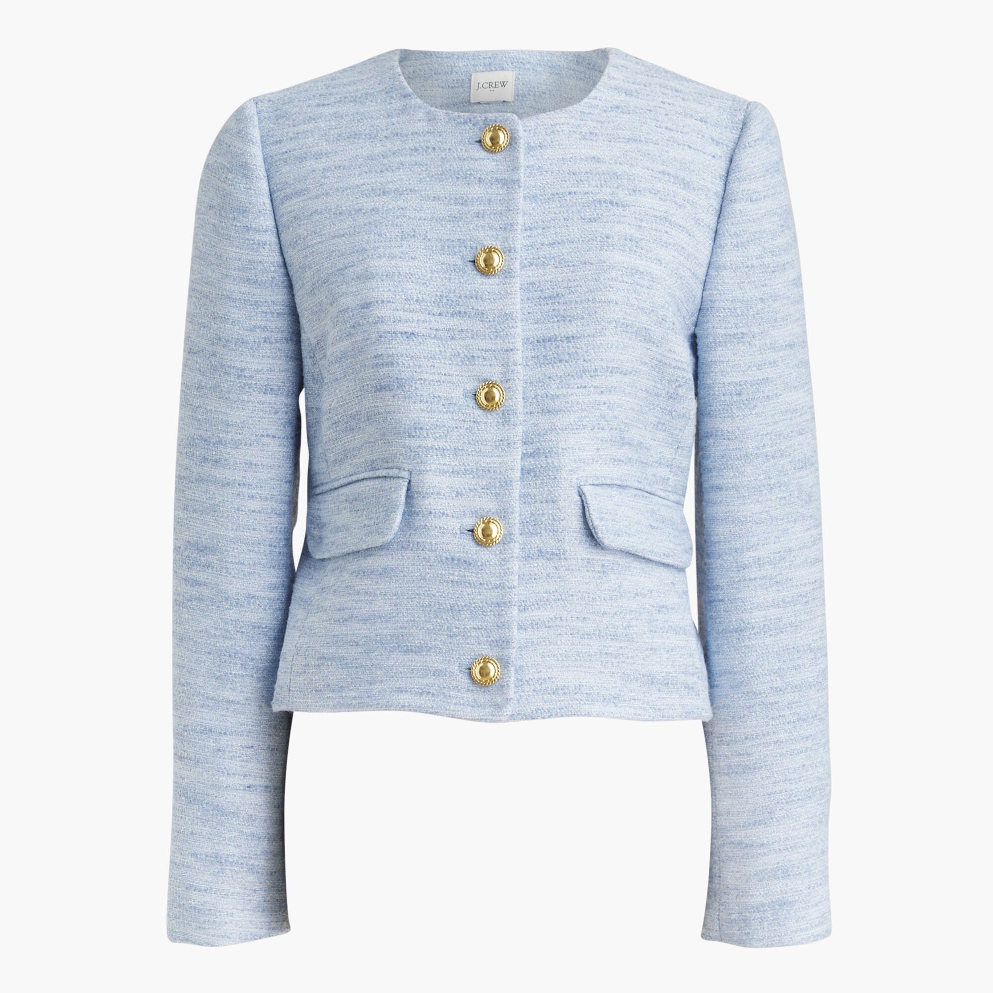 ゆ　blue check tweed jacket ゆ blue check tweed jacket Navy Blue Tweed Jacket with White