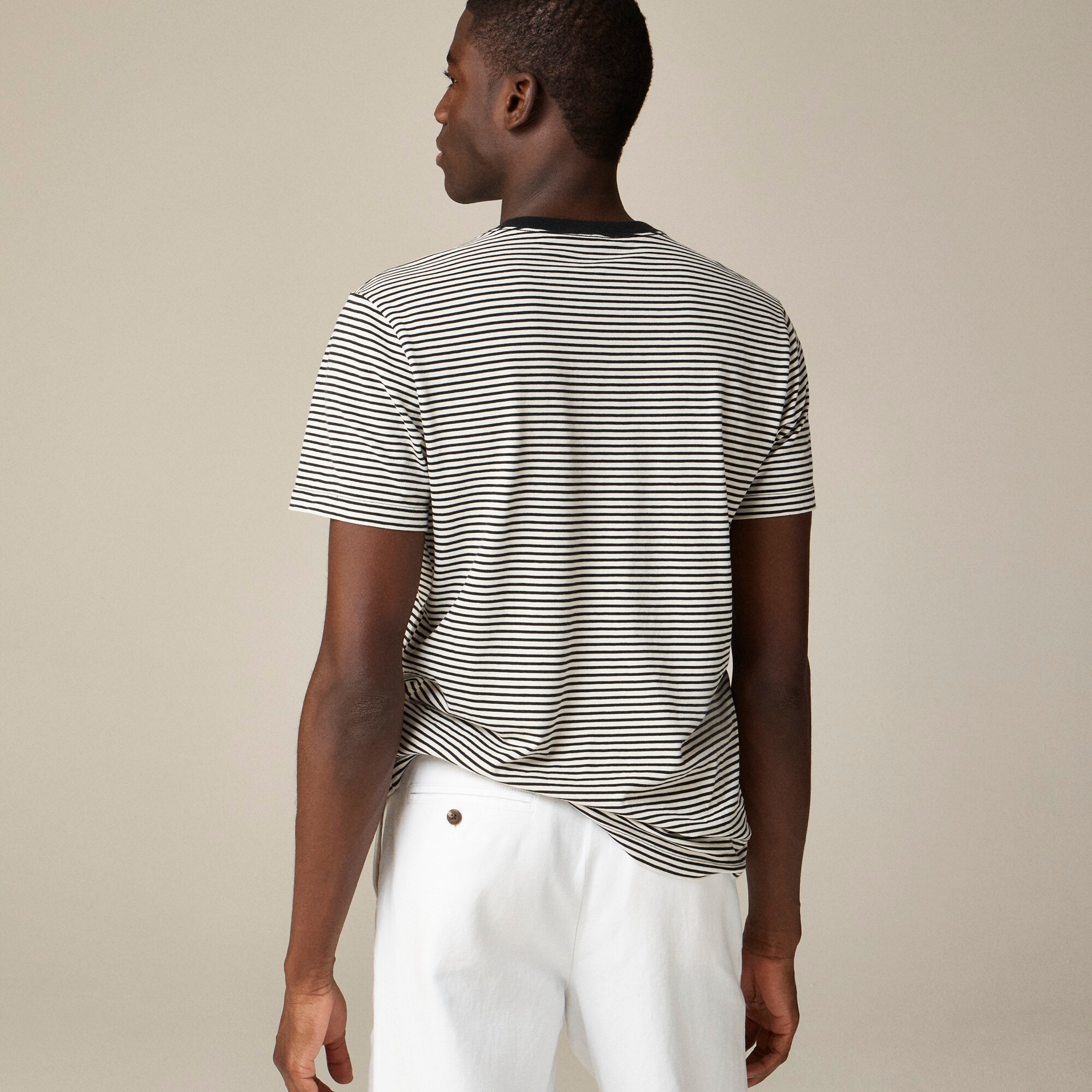 Sueded cotton T-shirt in stripe