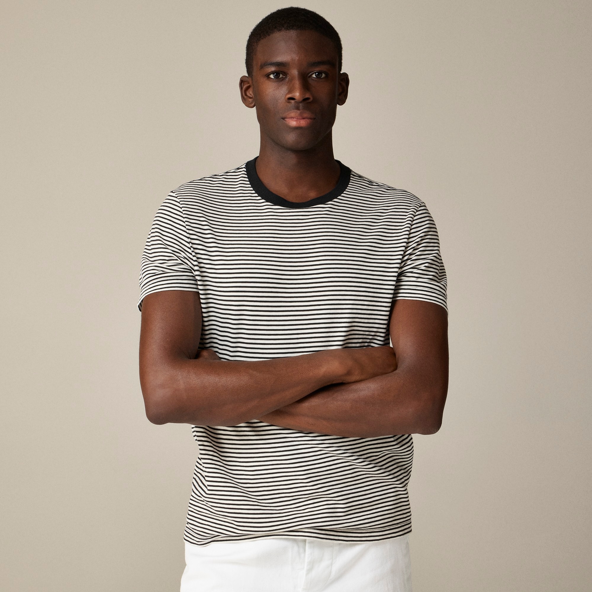 mens Sueded cotton T-shirt in stripe