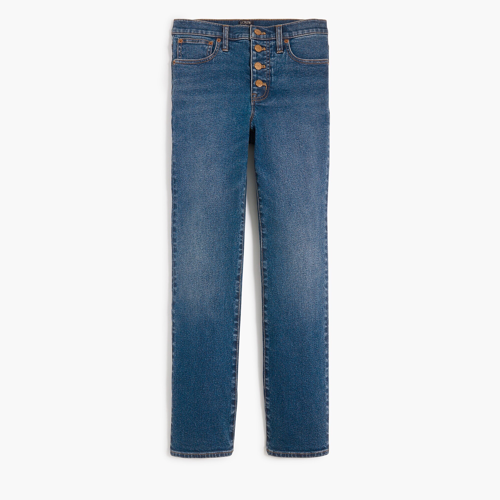 Essential straight jean with button fly in all-day stretch