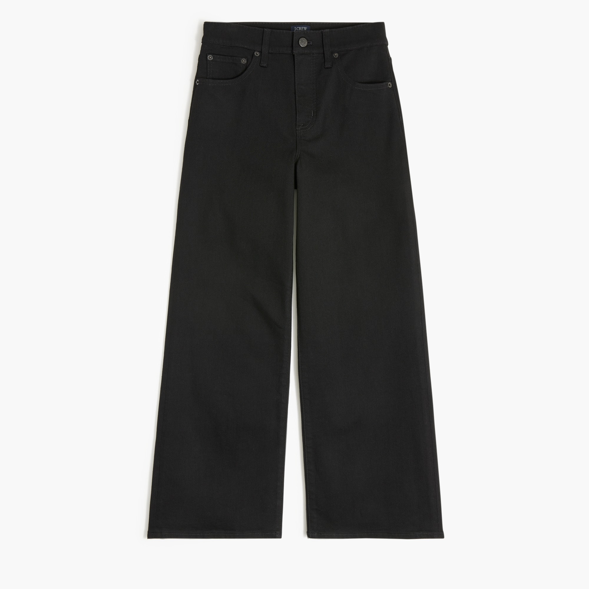 Black wide-leg cropped jean in all-day stretch