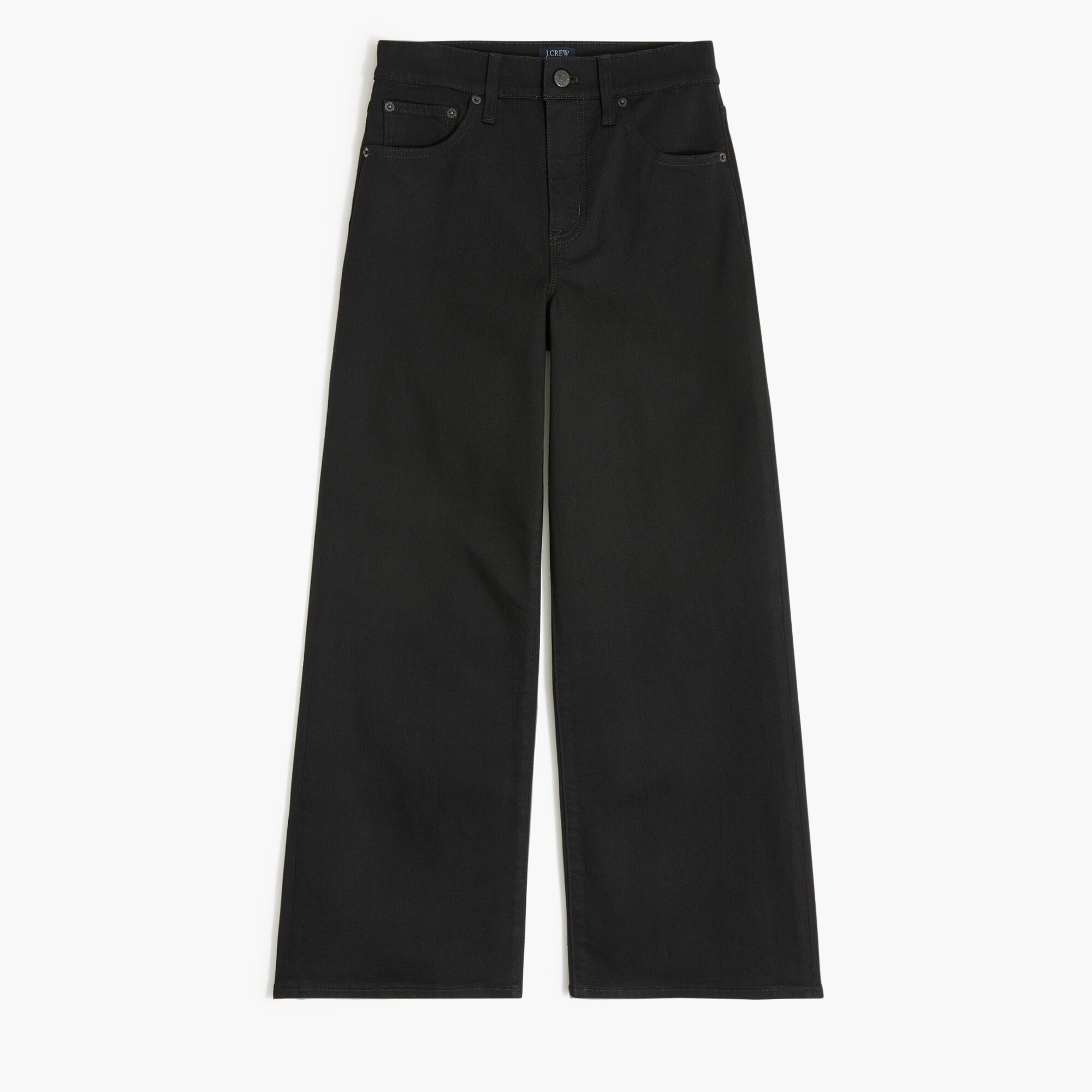 Black wide-leg cropped jean in all-day stretch