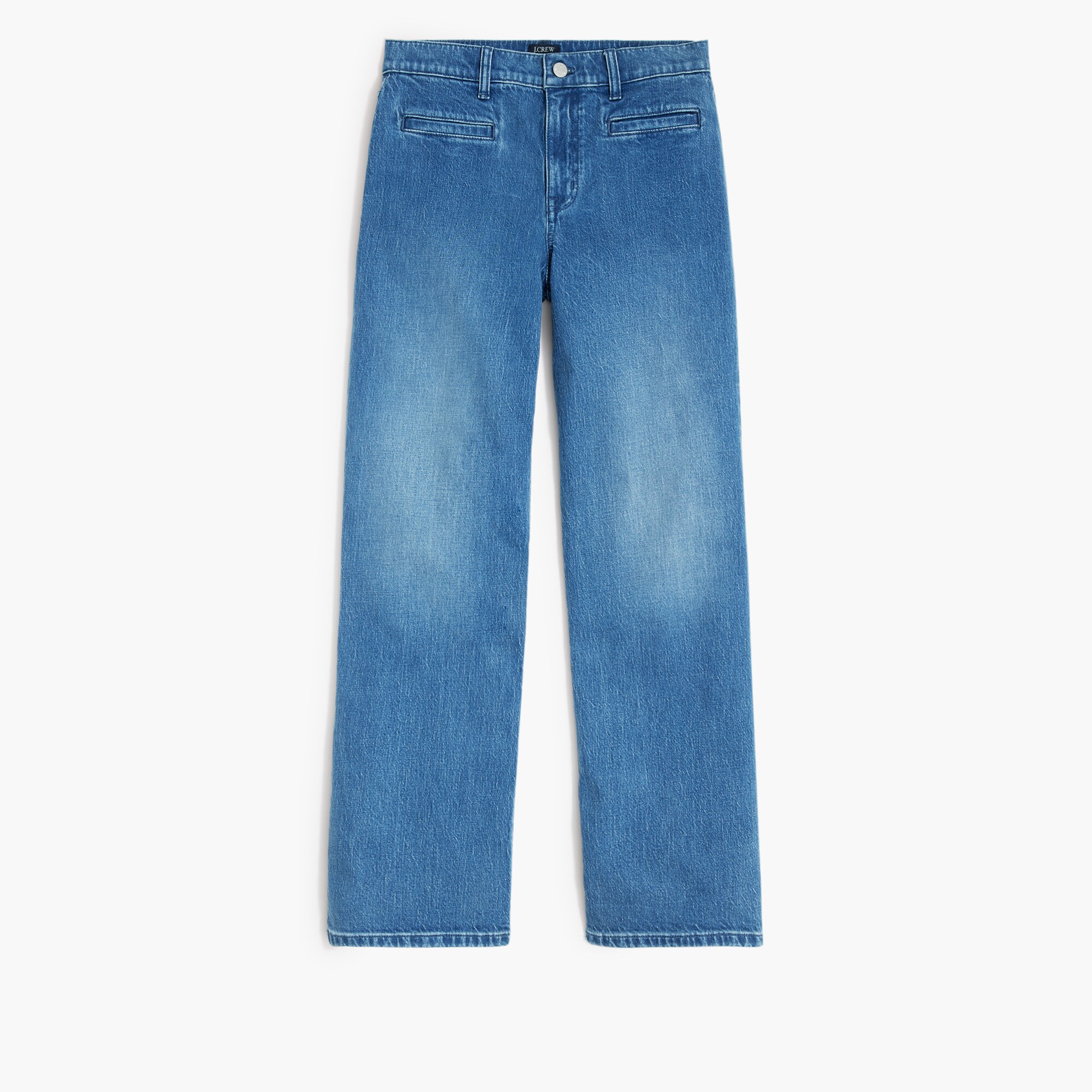 Wide-leg cropped jean with welt pockets in all-day stretch