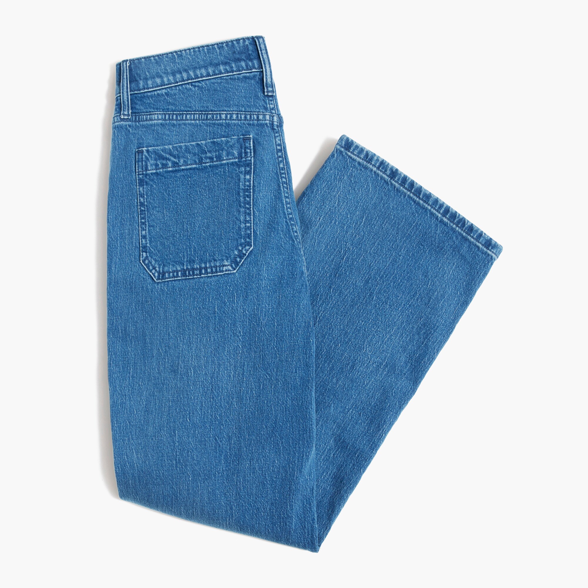 Wide-leg cropped jean with welt pockets in all-day stretch