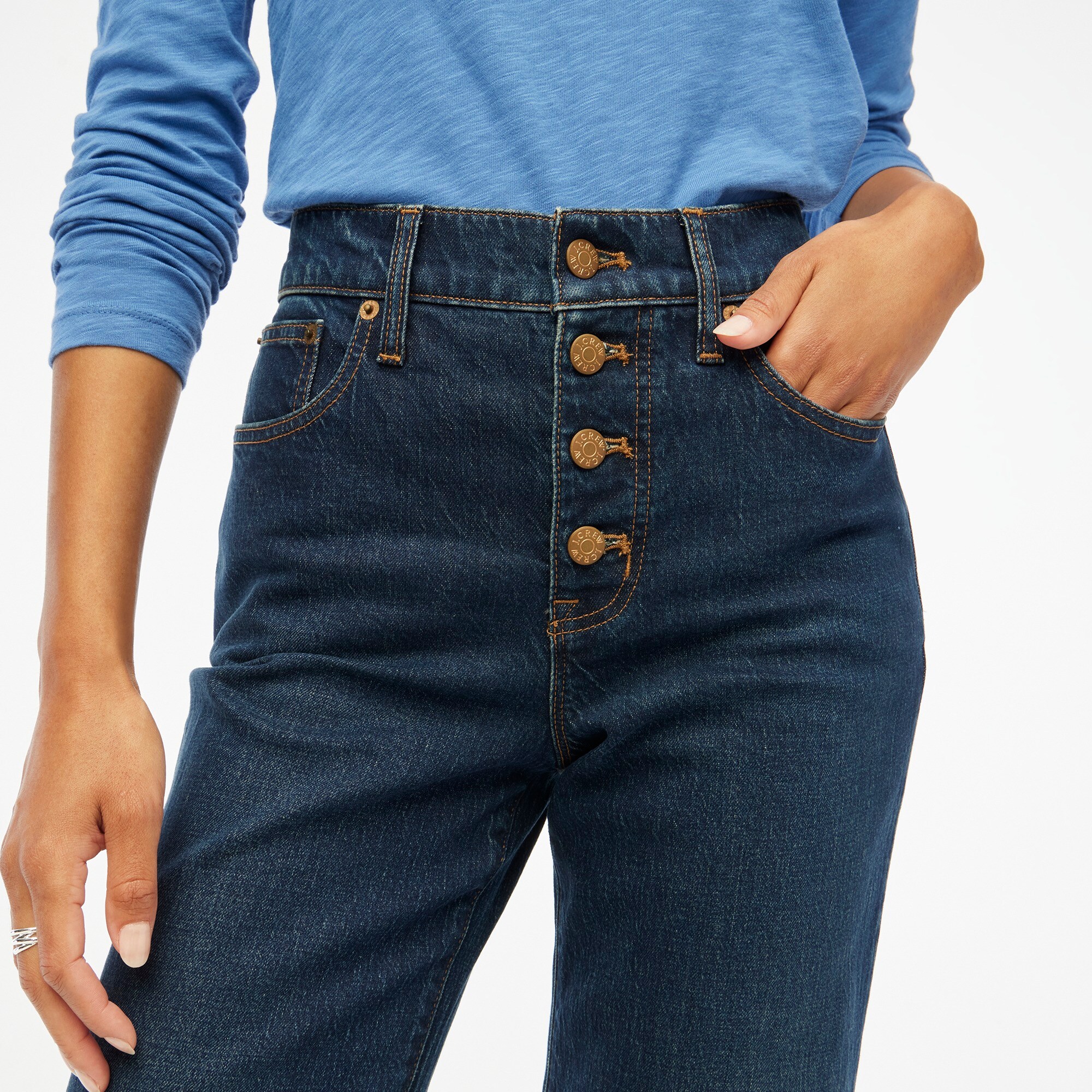 Full-length wide-leg jean in all-day stretch