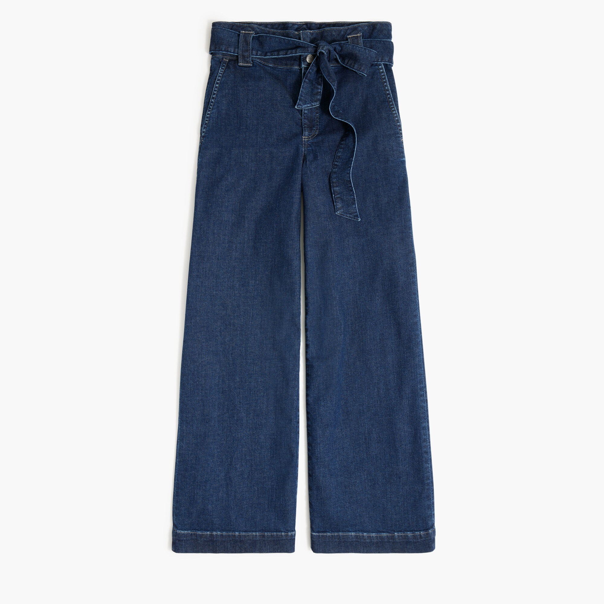 Wide-leg paper-bag denim trouser