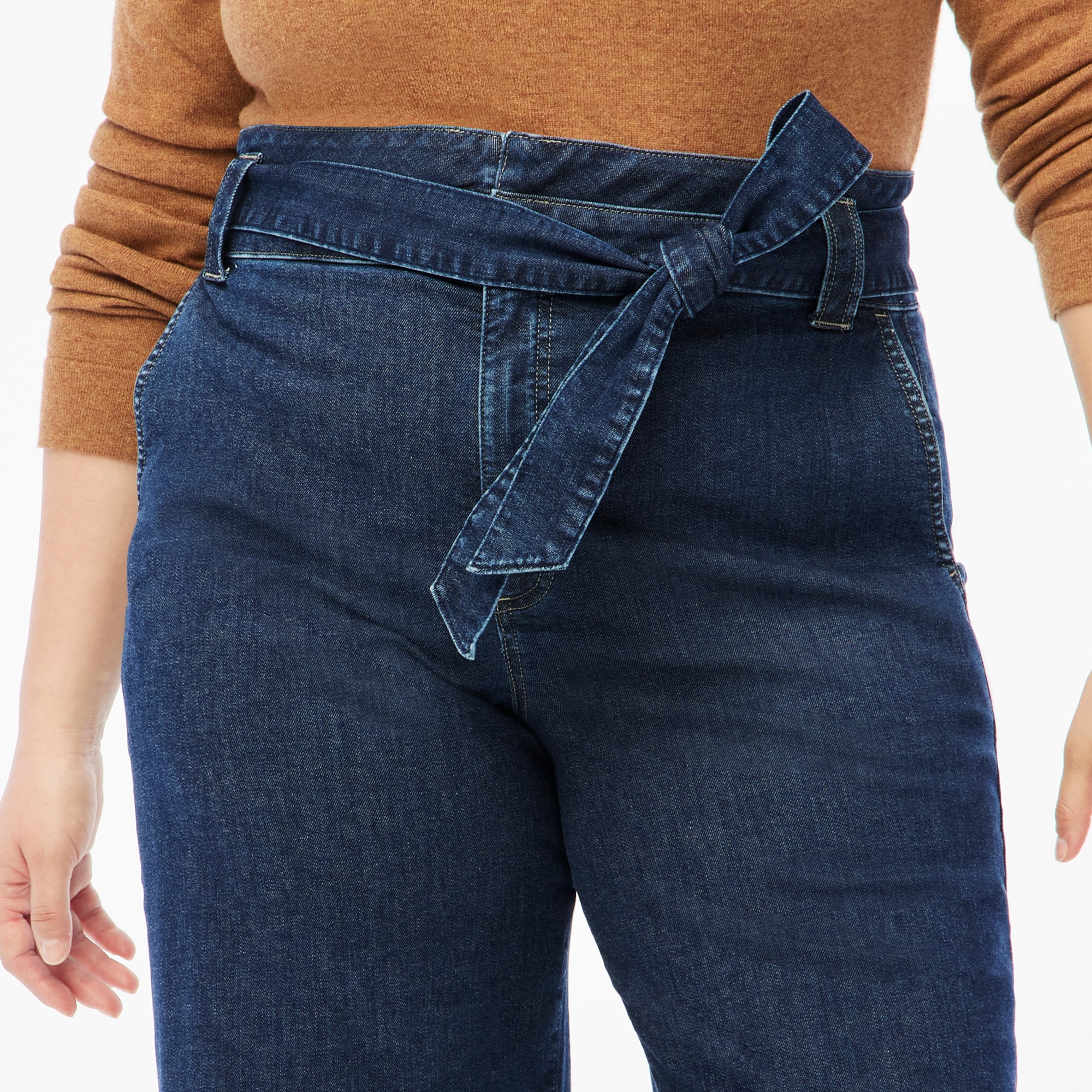 Wide-leg paper-bag denim trouser