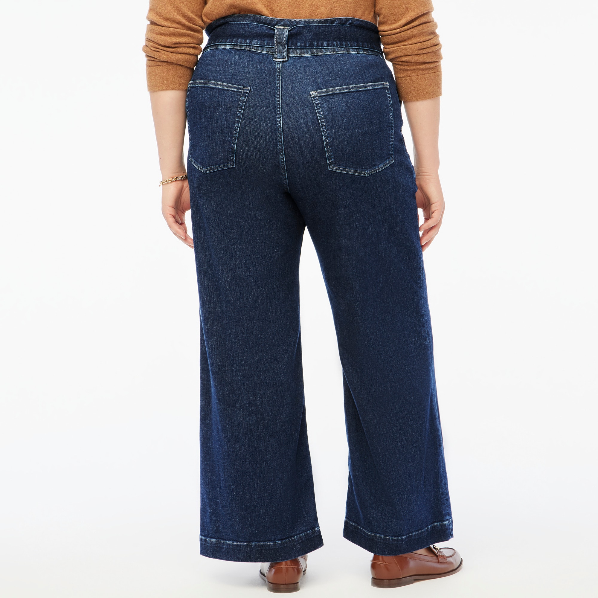 Wide-leg paper-bag denim trouser