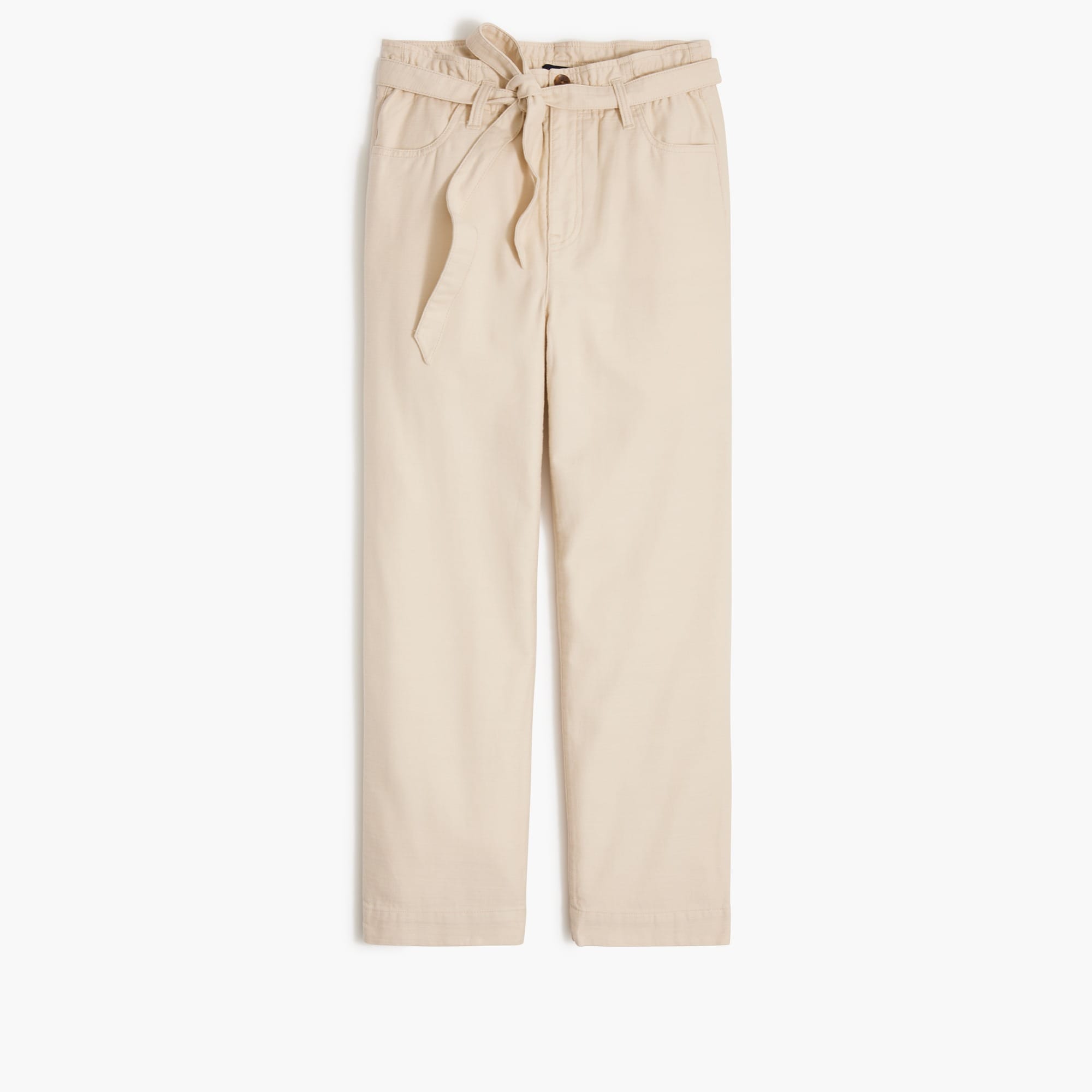 Cropped twill paper-bag pant