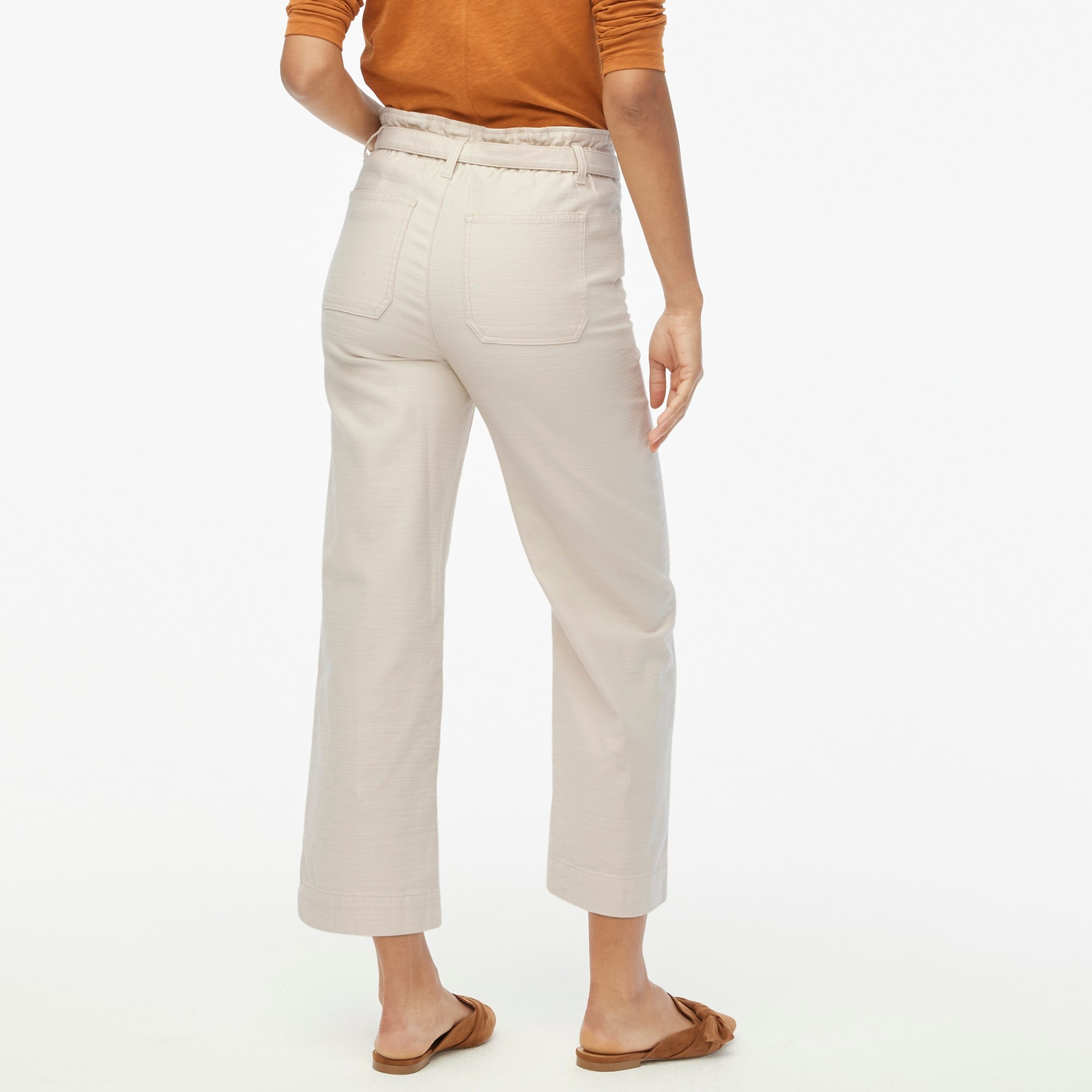 Cropped twill paper-bag pant