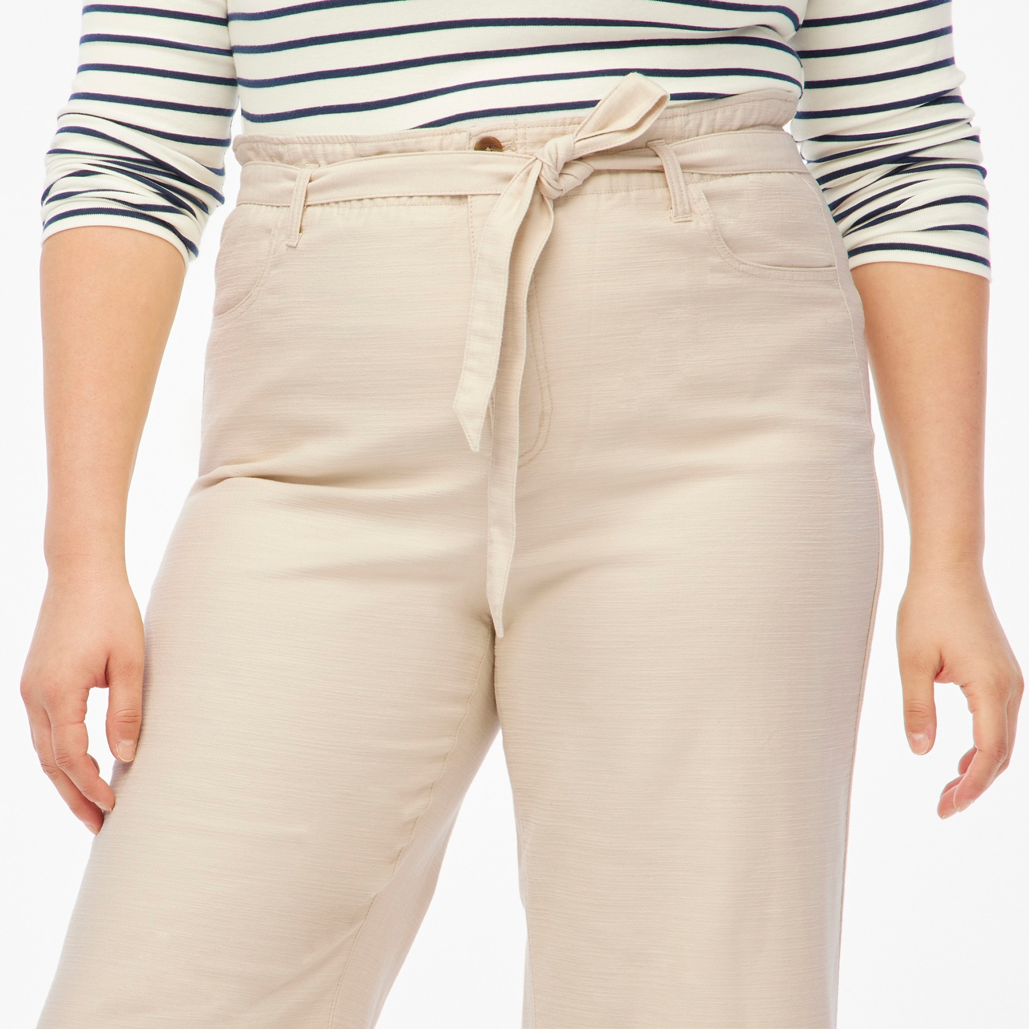 Cropped twill paper-bag pant