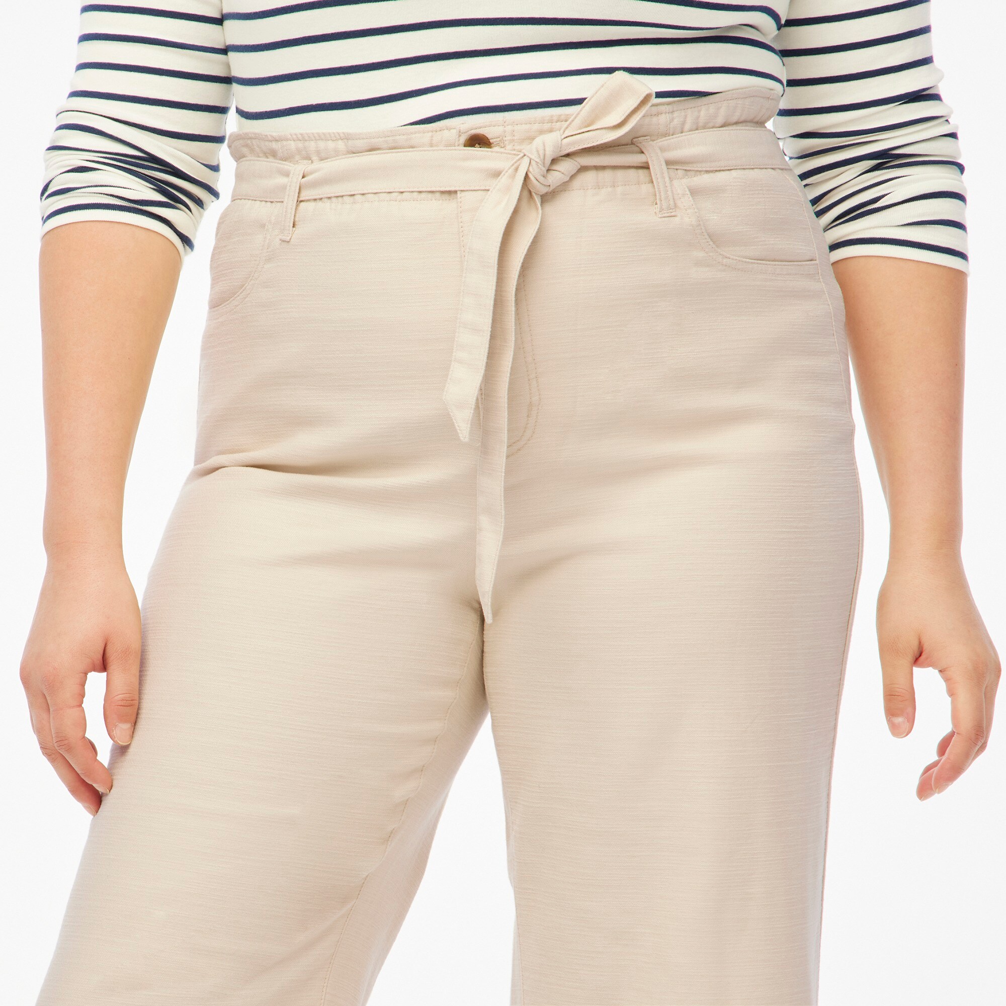 Cropped twill paper-bag pant
