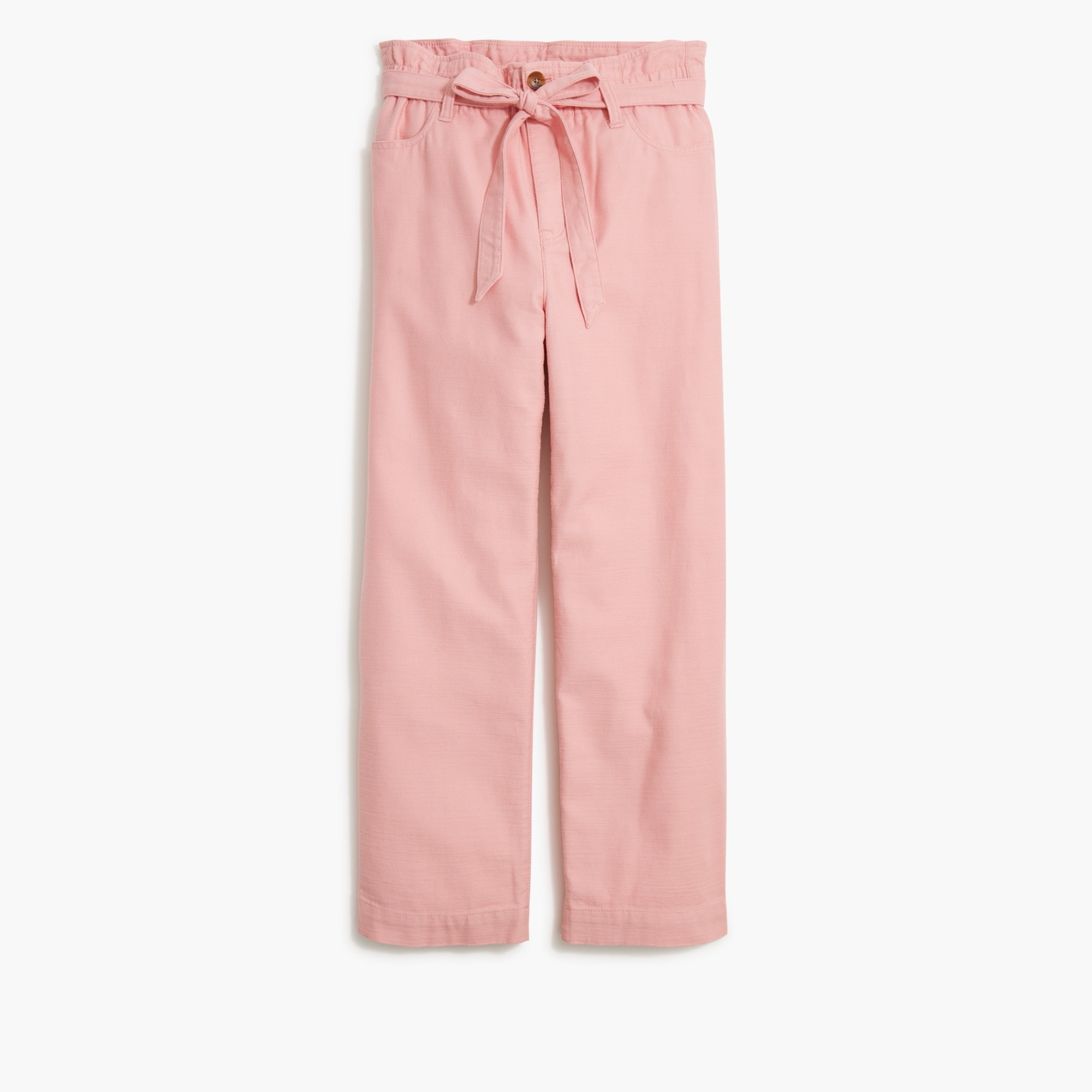 Cropped twill paper-bag pant
