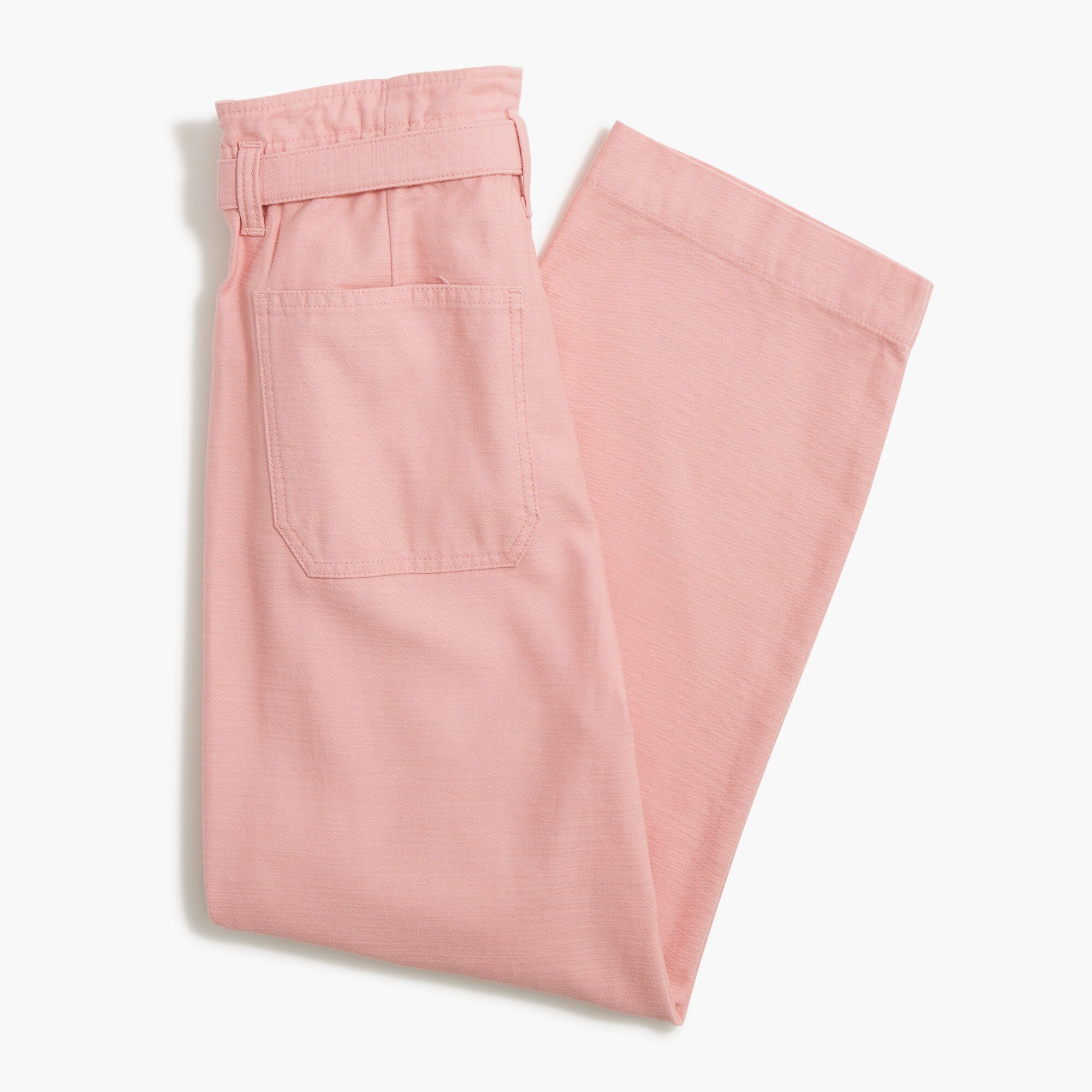 Petite cropped twill paper-bag pant
