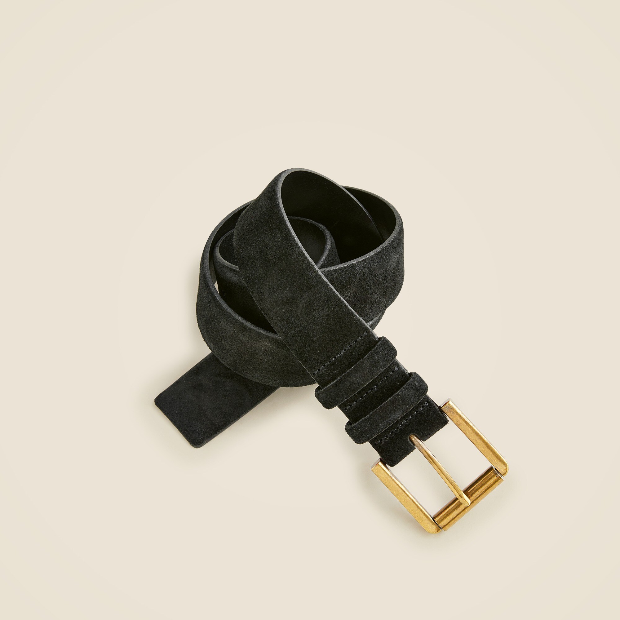 Suede roller-buckle belt