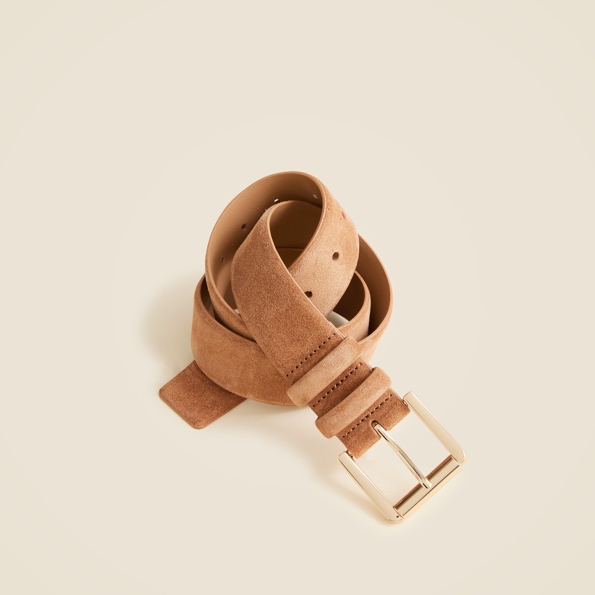 Suede roller-buckle belt
