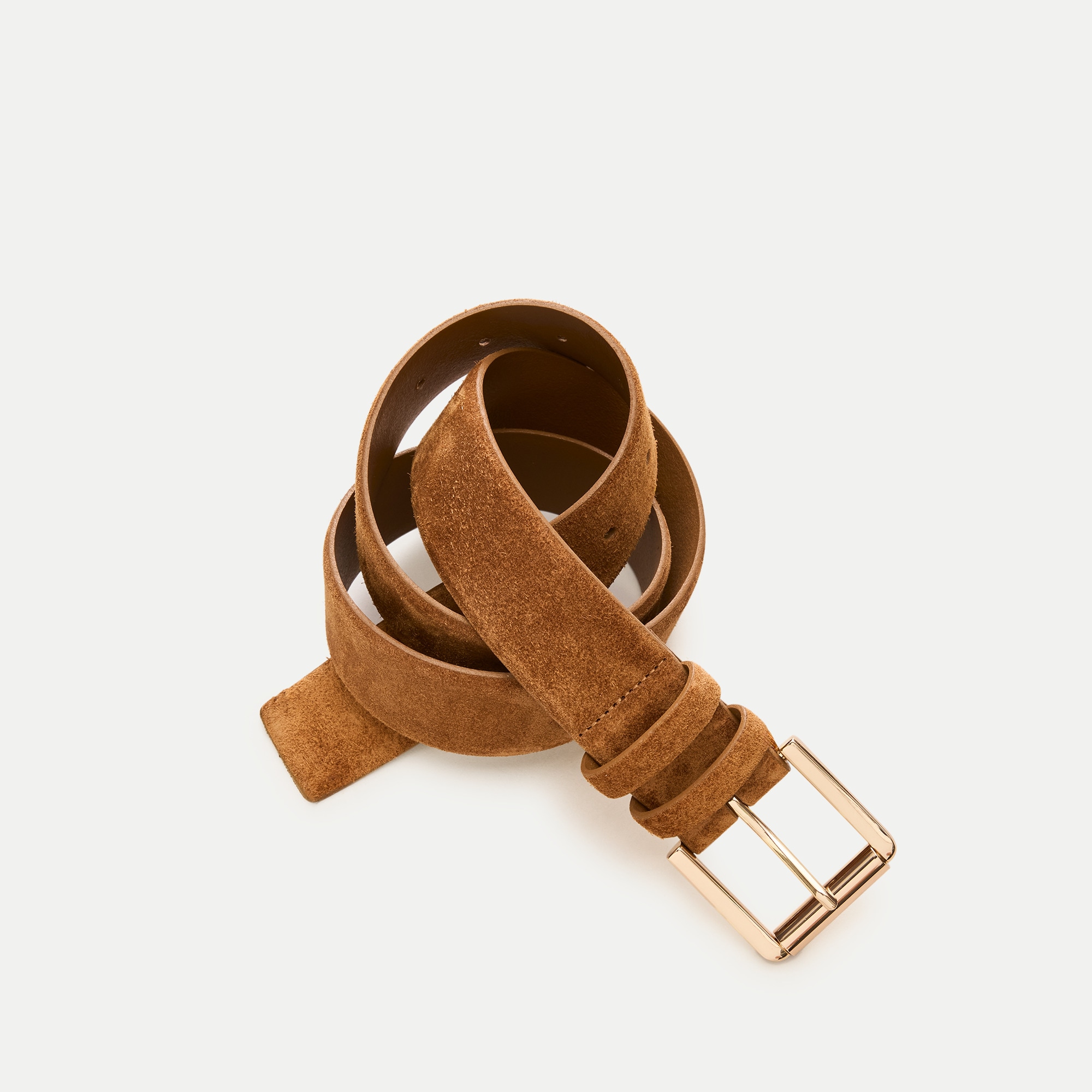 Suede roller-buckle belt