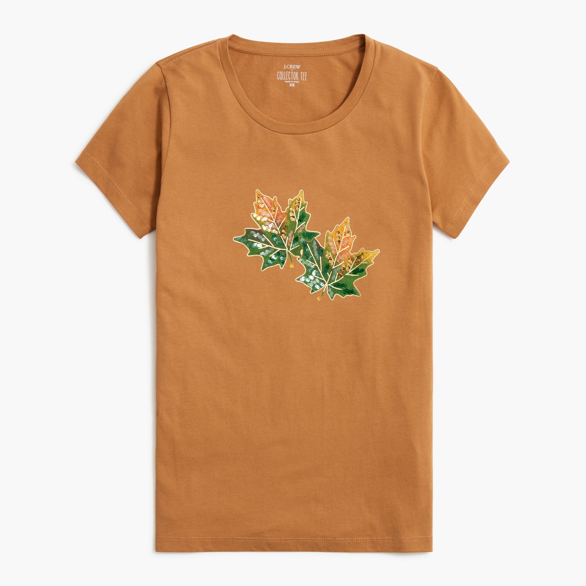 sequin fall leaves graphic tee for women