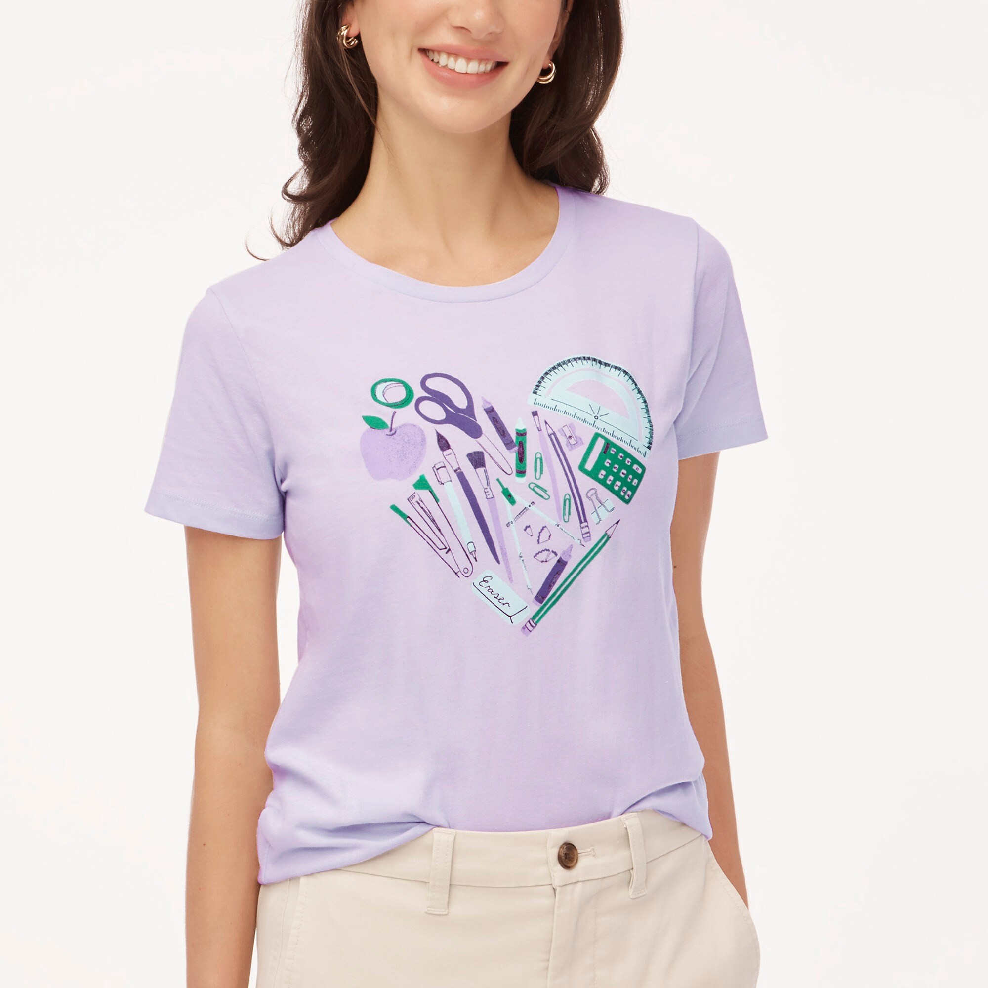 School supplies heart graphic tee